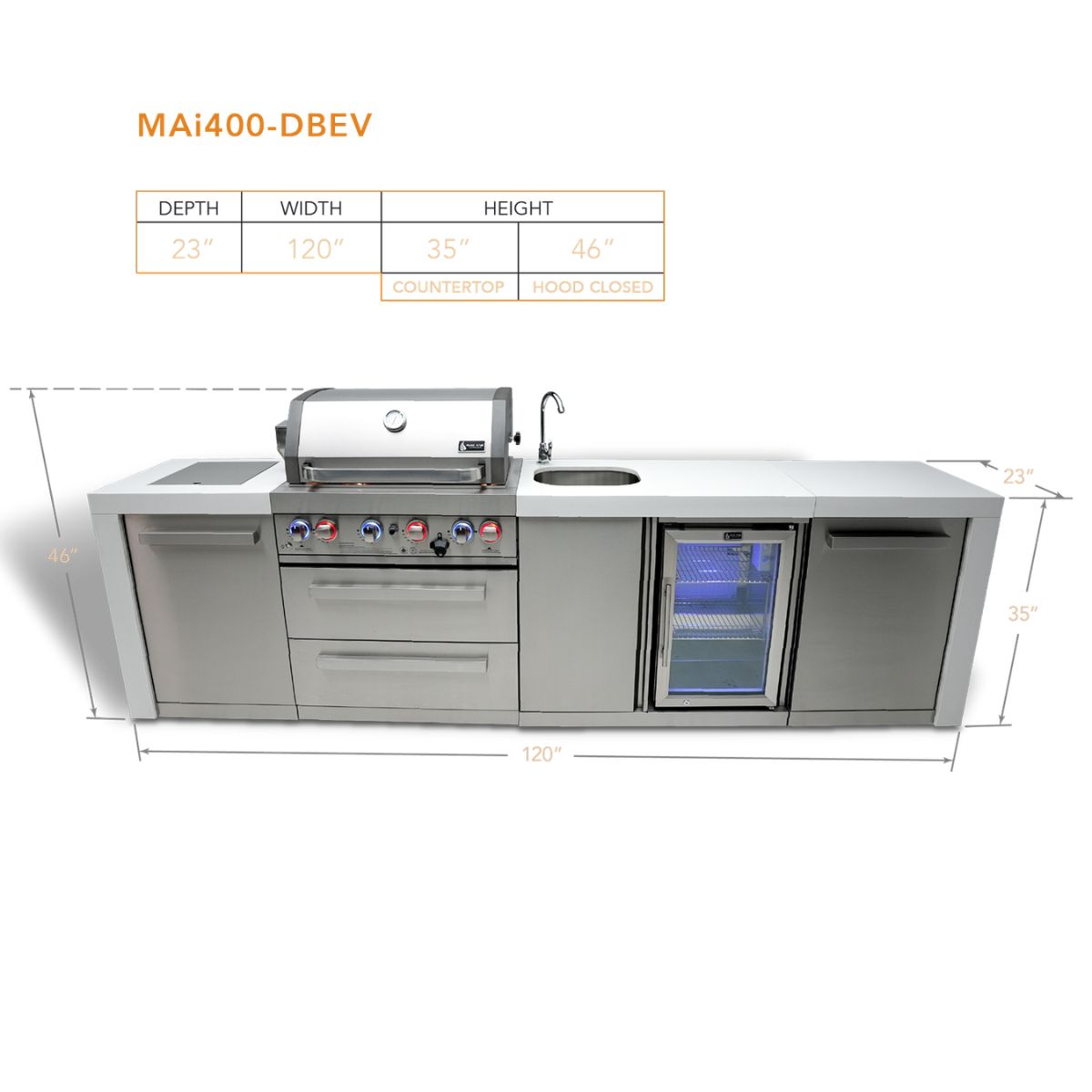 Mont Alpi 4-Burner Deluxe island with beverage center MAI400-DBEV