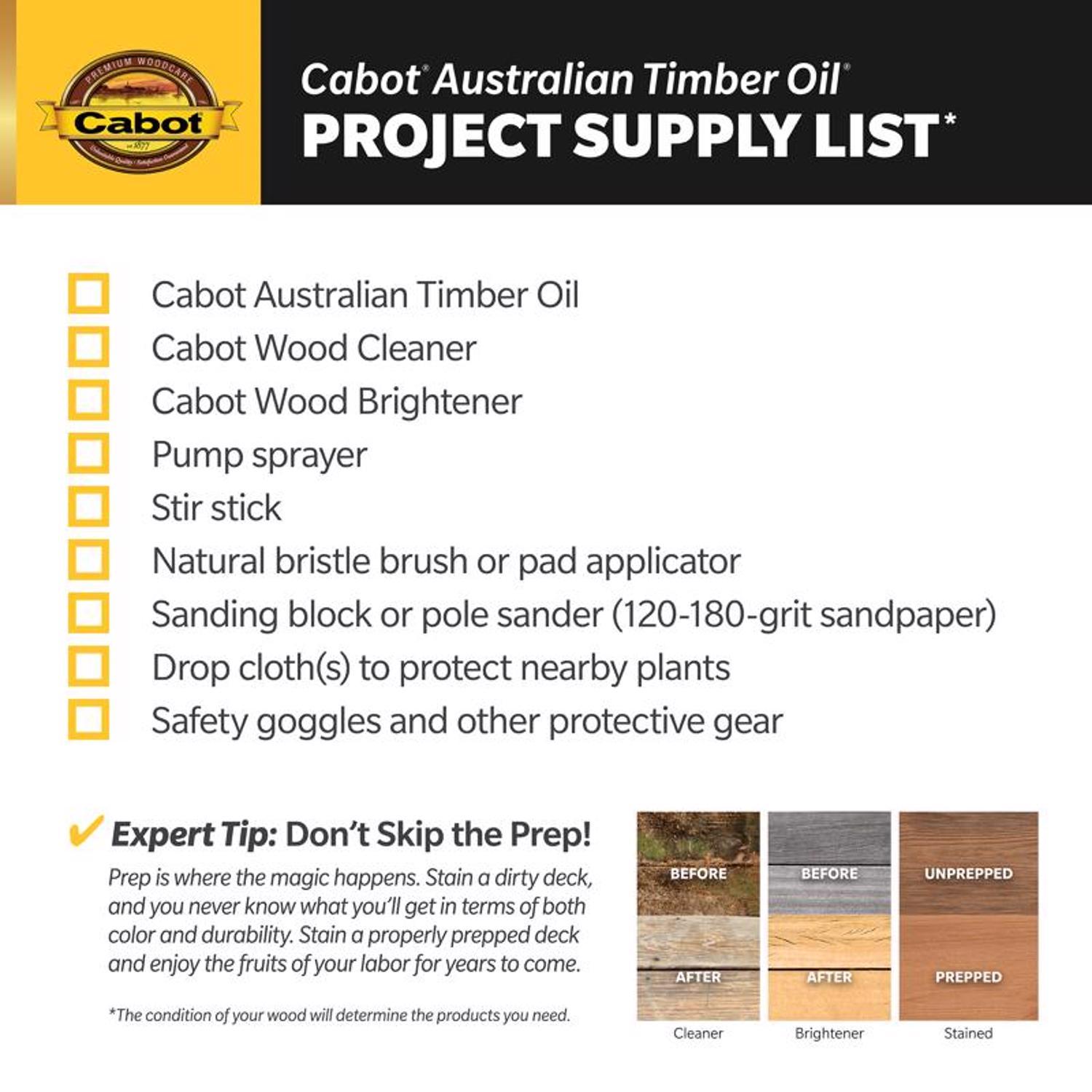 Cabot Australian Timber Oil Transparent Mahogany Flame Oil-Based Australian Timber Oil 1 gal