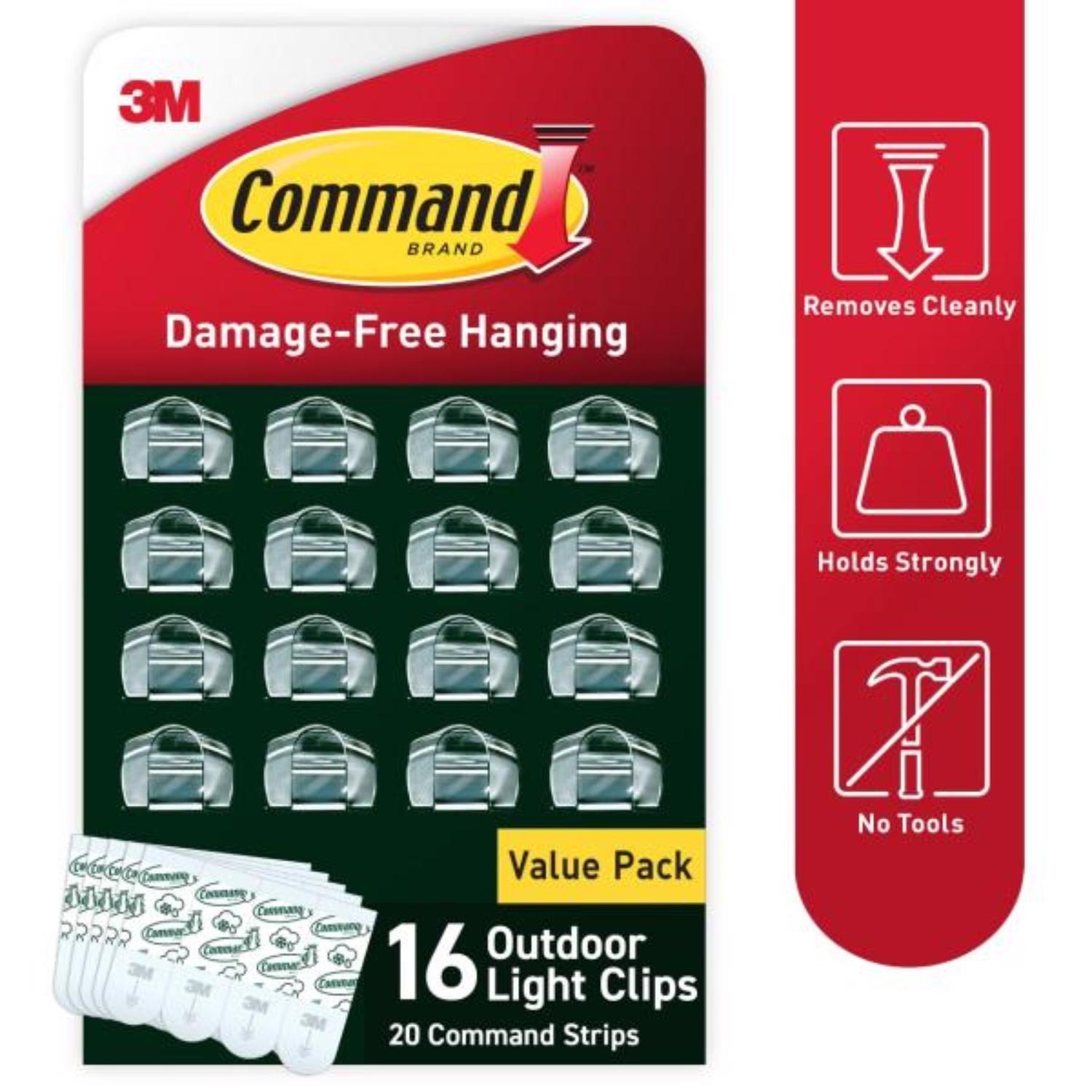3M Command Small Plastic Light Clips 1.25 in. L 16 pk