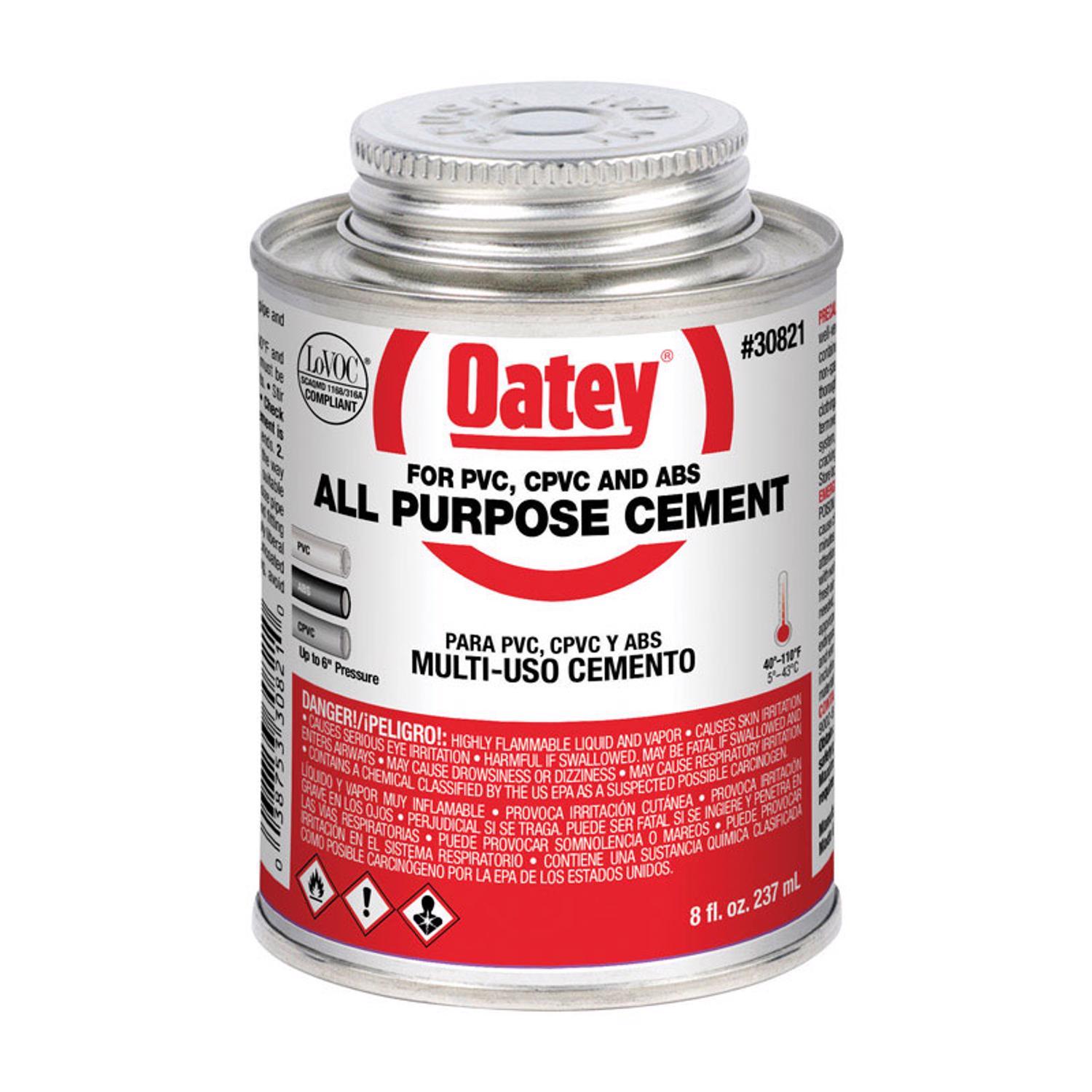 Oatey Clear All-Purpose Cement For ABS/CPVC/PVC 8 oz.