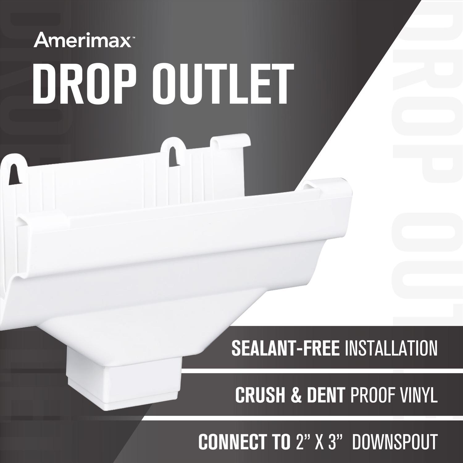 Amerimax 5 in. W X 9 in. L White Vinyl Traditional Gutter Drop Outlet