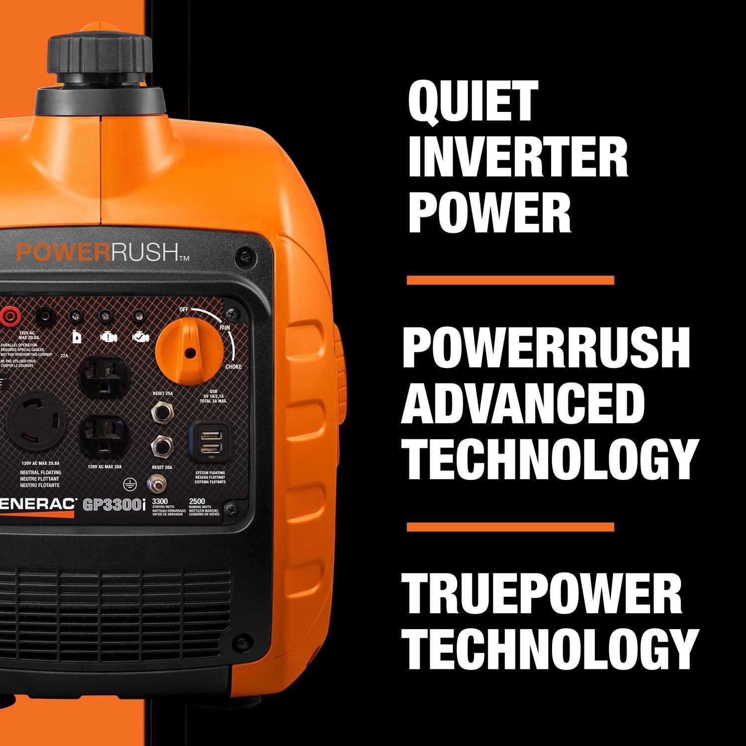 Generac PowerRush 2500 W 120 V Gas Portable Portable Generator 2500 W