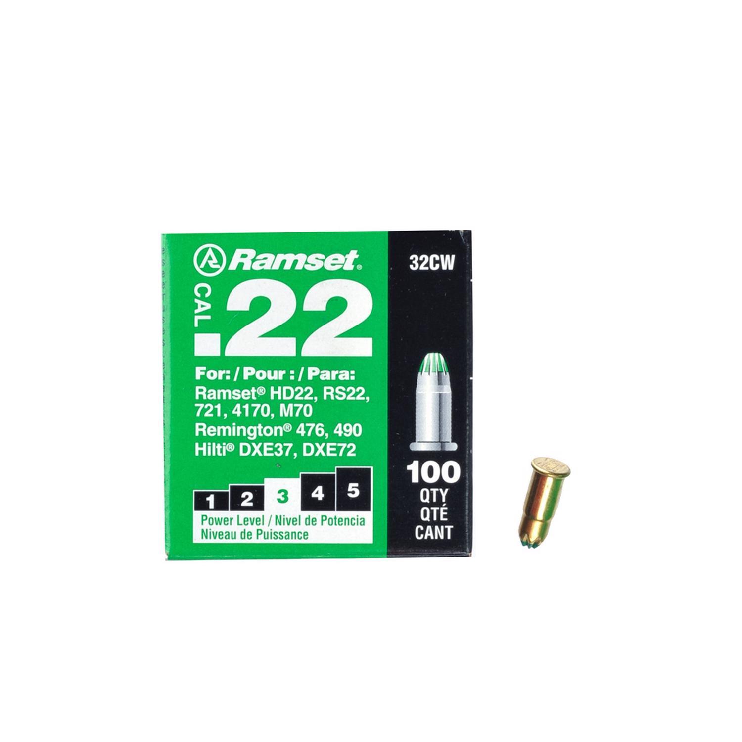 Ramset 0.22 in. D Steel Round Head Powder Loads 100 pk
