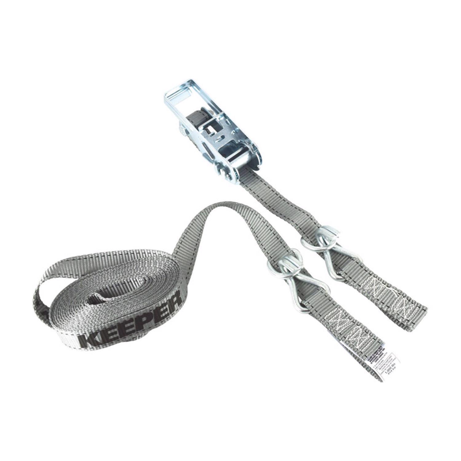 Keeper 1 in. W X 15 ft. L Gray Tie Down w/Ratchet 666 lb 1 pk