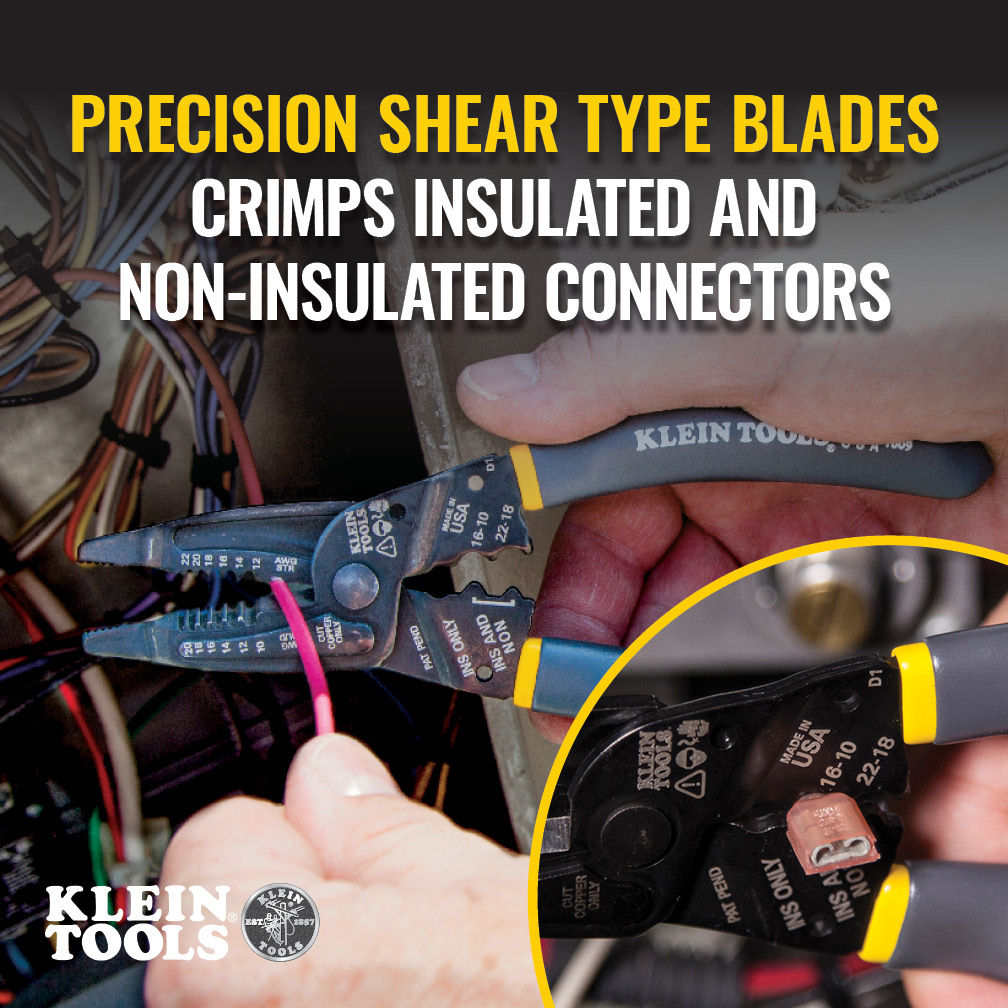 Klein Kurve Long-Nose Wire Stripper, Wire Cutter, Crimping Tool