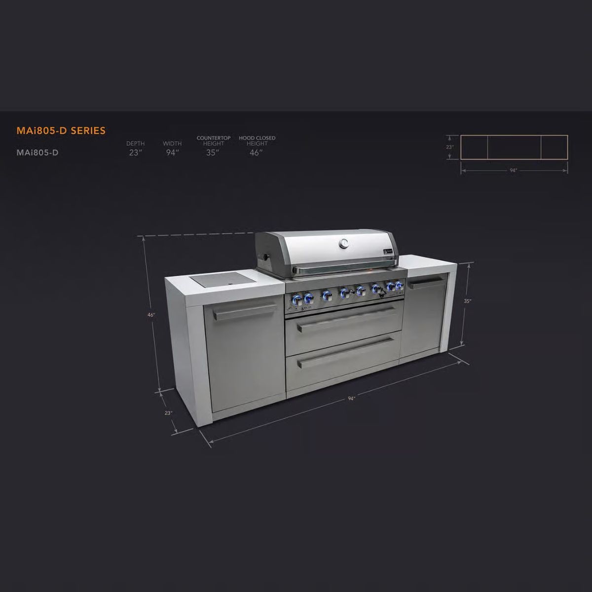 Mont Alpi Deluxe Island 6 Burner Natural Gas/Propane Grill Silver