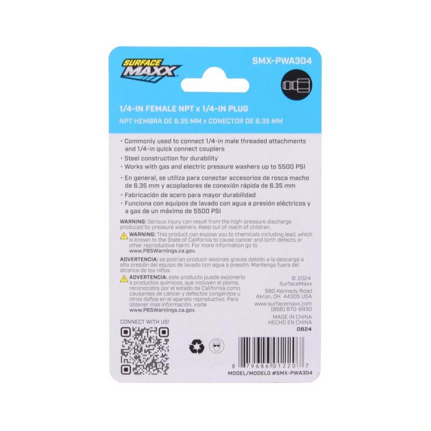 SurfaceMaxx 1/4-in Female NPT x 1/4-in Quick Connect Plug 5500 psi