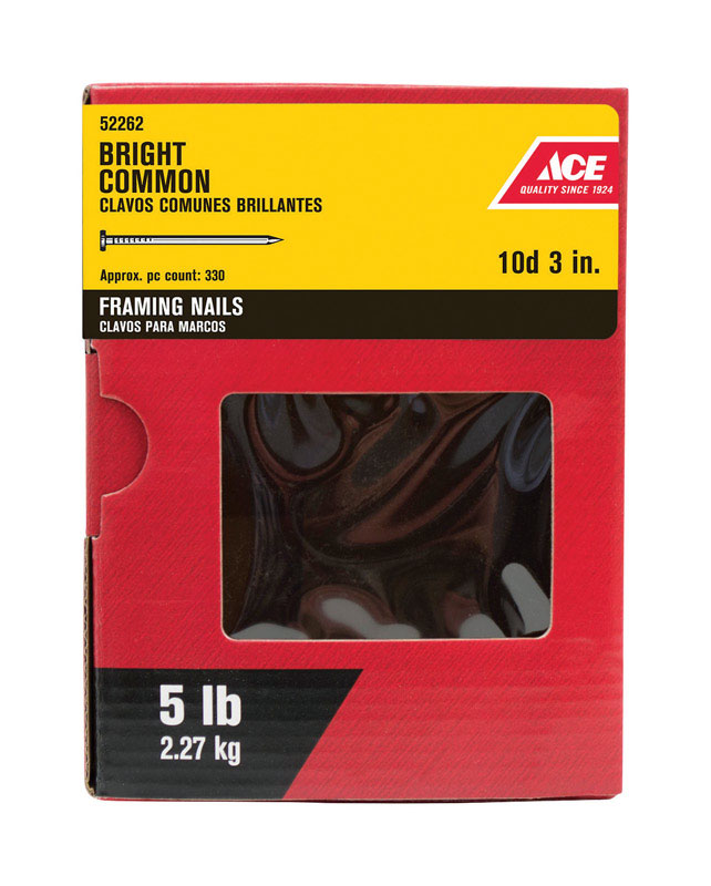 Ace Round 3 in. L Common Nail Smooth Bright Steel 5 lb.