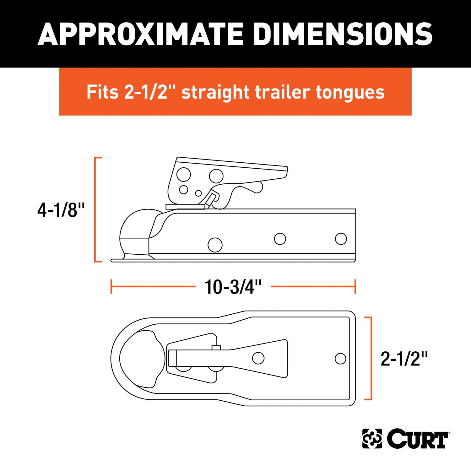 CURT 3500 lb. cap. 2 in. Straight-Tongue Coupler