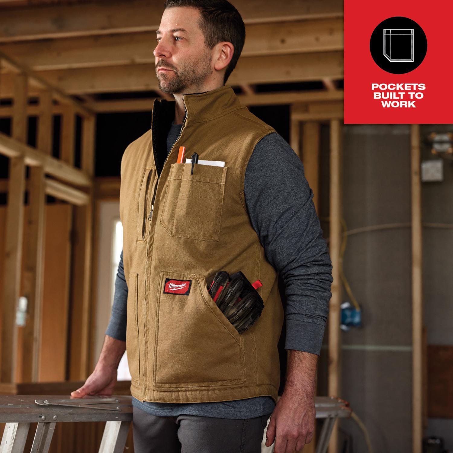 Milwaukee XXL Sleeveless Men's Mock Neck Work Vest Black