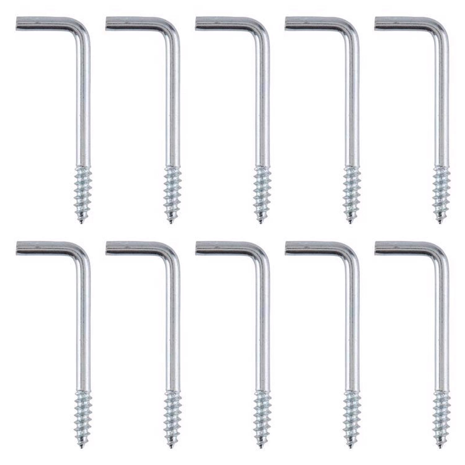 Ace Small Zinc-Plated Silver Steel 1.375 in. L Square Bend Screw Hook 10 lb 10 pk