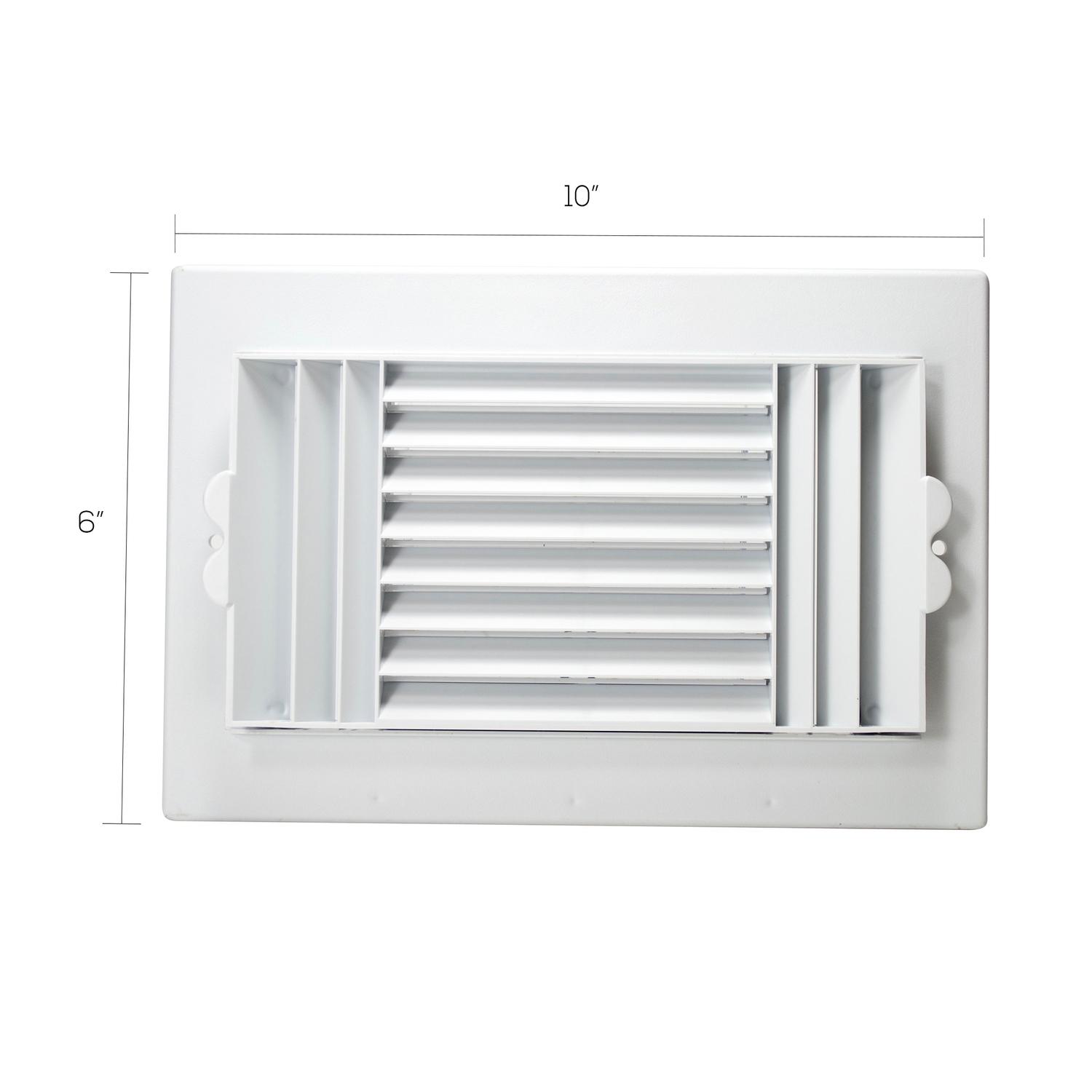 Deflect-O Jordan 6 in. H X 10 in. W 3-Way White Plastic Ceiling Register