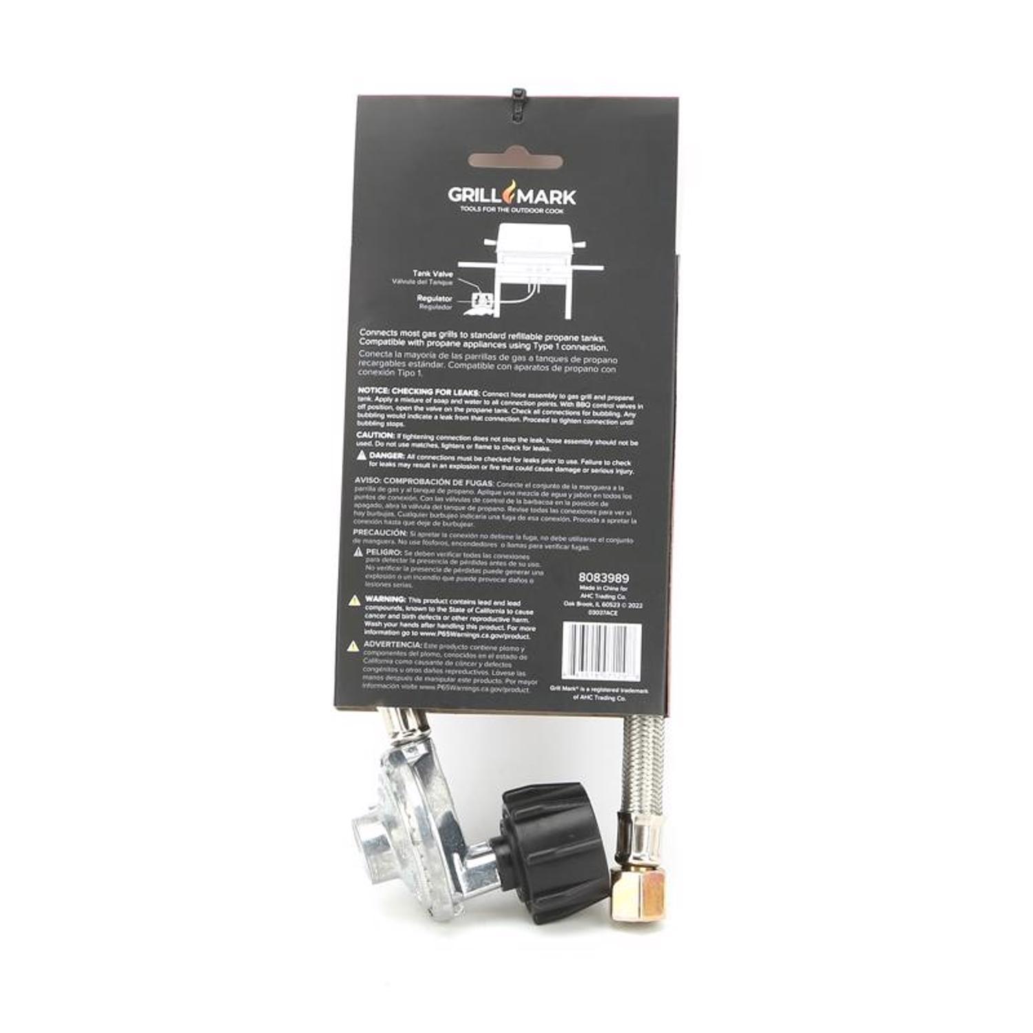 Grill Mark Stainless Steel Gas Line Hose and Regulator 21 in. L For Universal