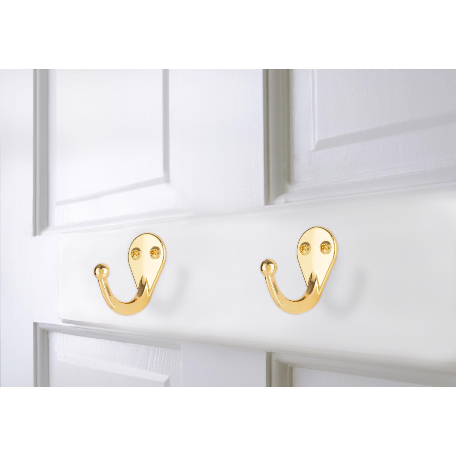 Ace 1-3/4 in. L Bright Brass Gold Brass Small Single Garment Hook 2 pk