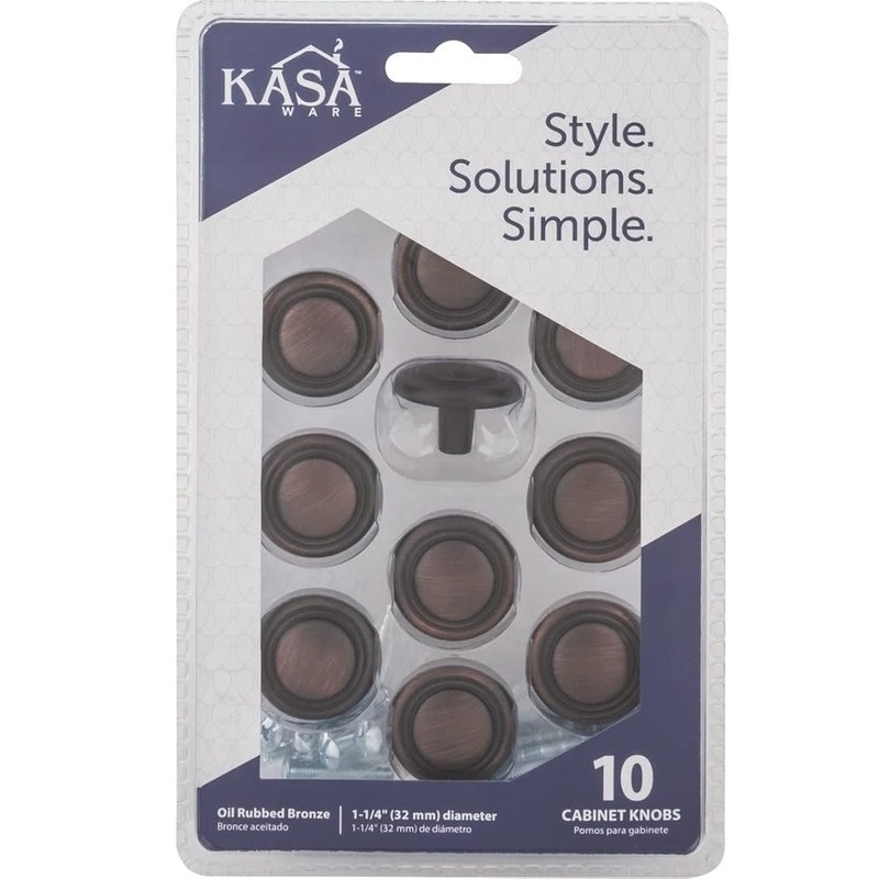 KasaWare  Knob with Stepped Ring, Oil Rubbed Bronze - 10 Pack