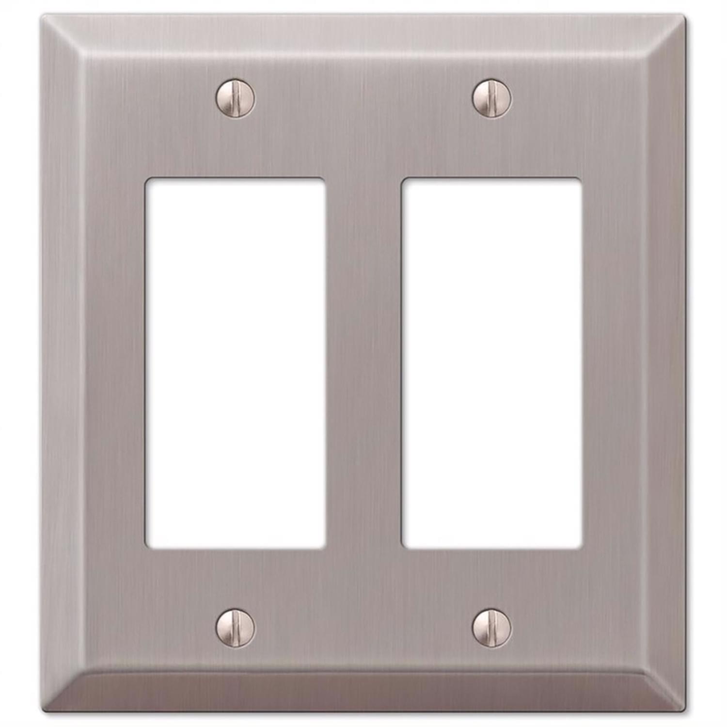 Amerelle Century Brushed Nickel 2 gang Stamped Steel Decorator Wall Plate 1 Pack