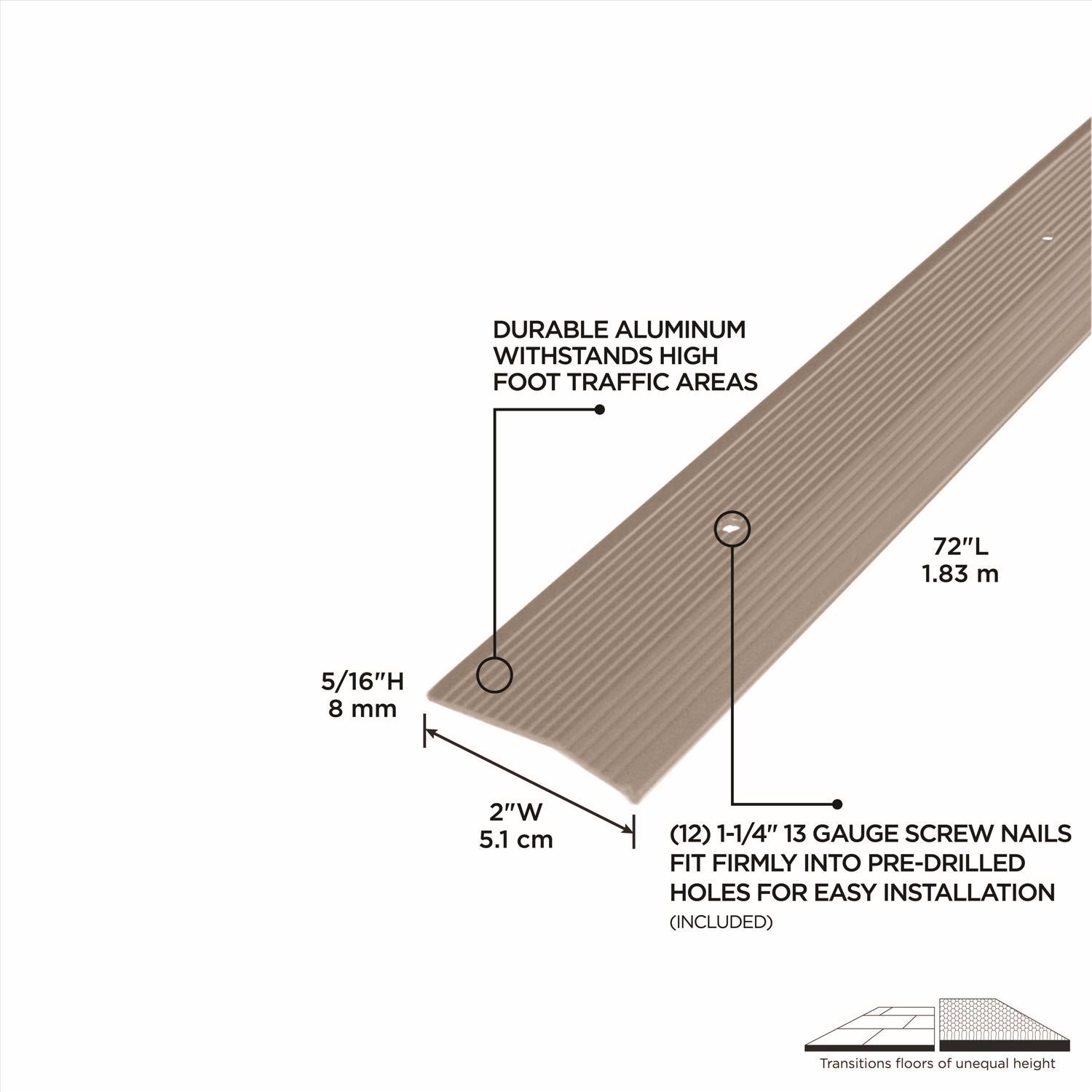M-D Building Products 0.375 in. H X 2 in. W X 72 in. L Prefinished Pewter Aluminum Carpet Trim
