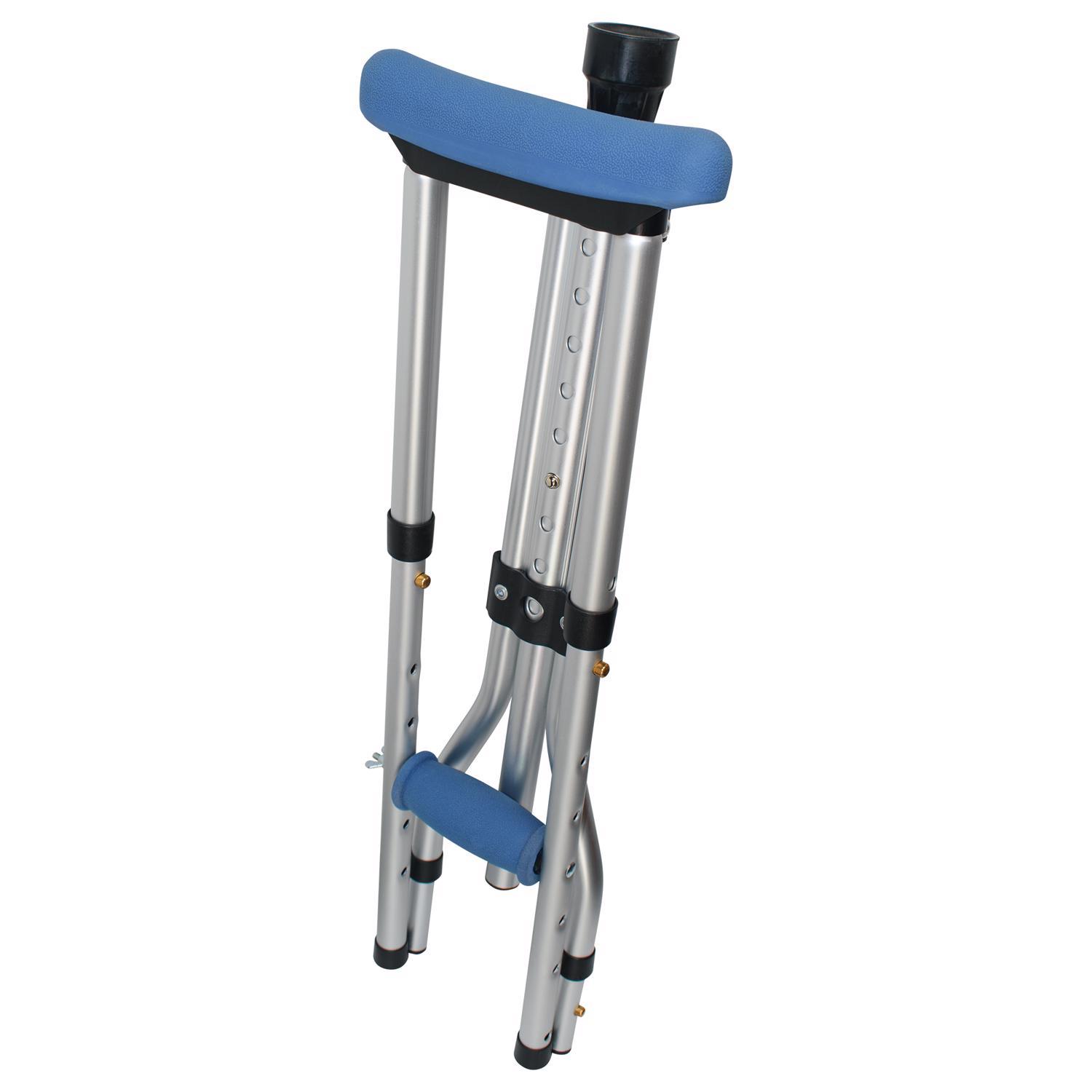 Carex Health Brands Blue Folding Crutches Aluminum/Plastic 58 in. H X 8 in. L