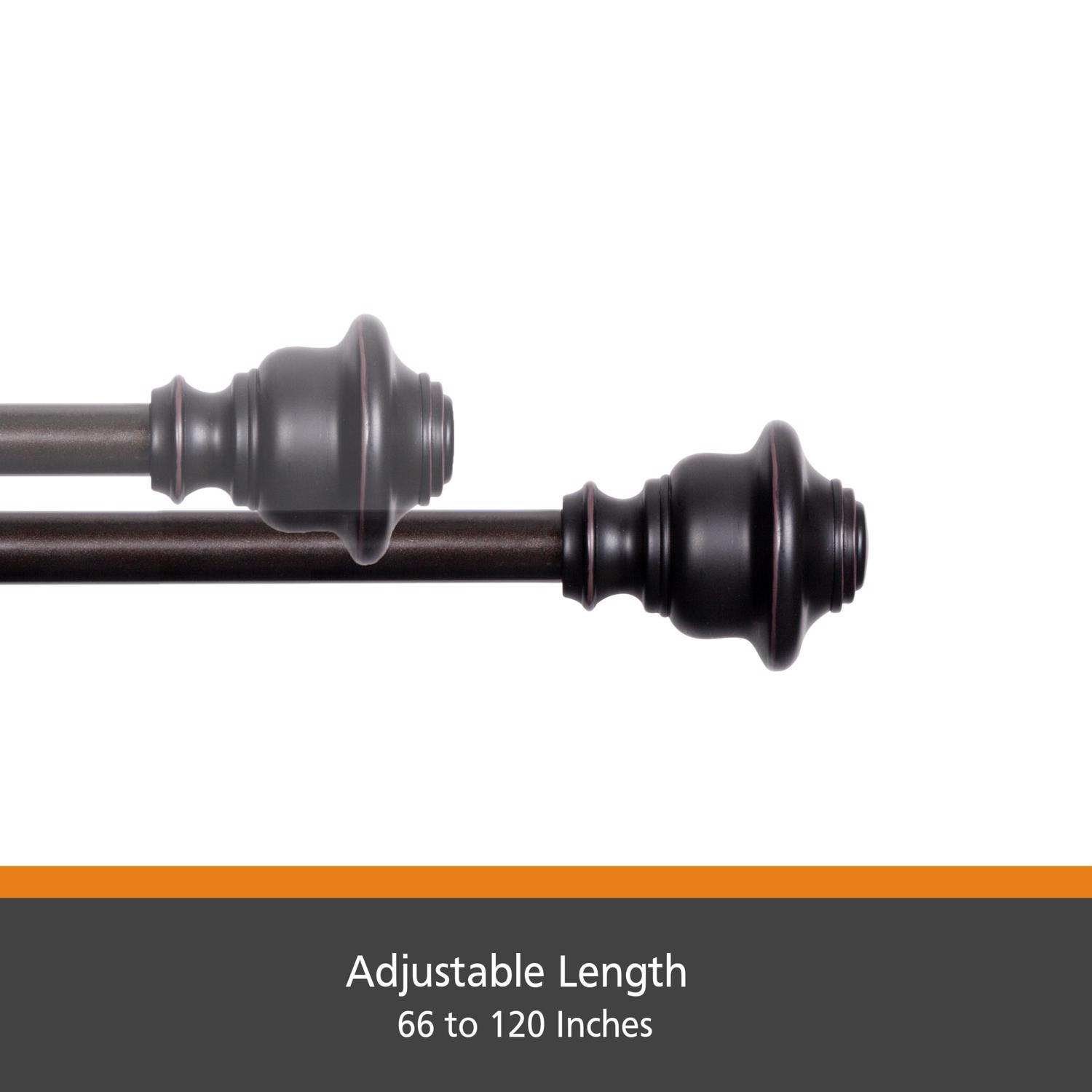 Kenney Fast Fit Weathered Brown Modern/Contemporary Curtain Rod 66 in. L X 120 in. L