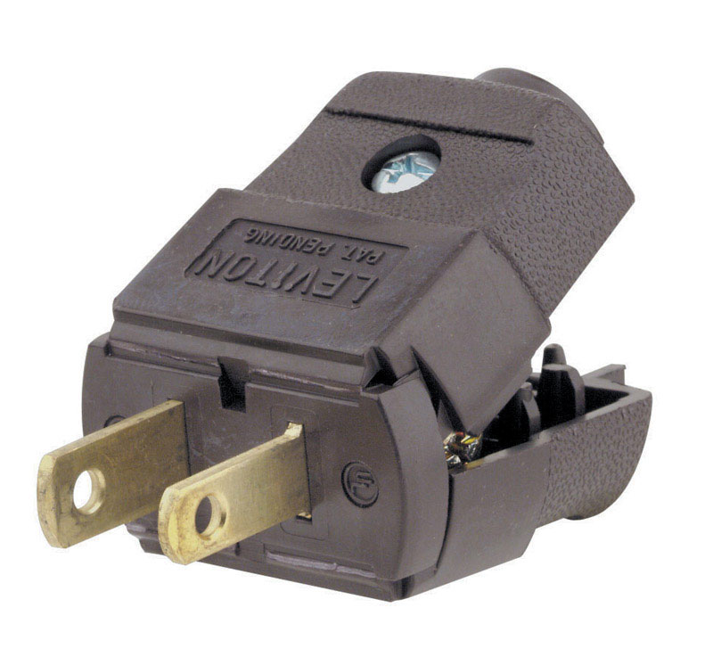 Leviton Commercial and Residential Thermoplastic Polarized Plug 1-15P 20-16 AWG 2 Pole 2 Wire