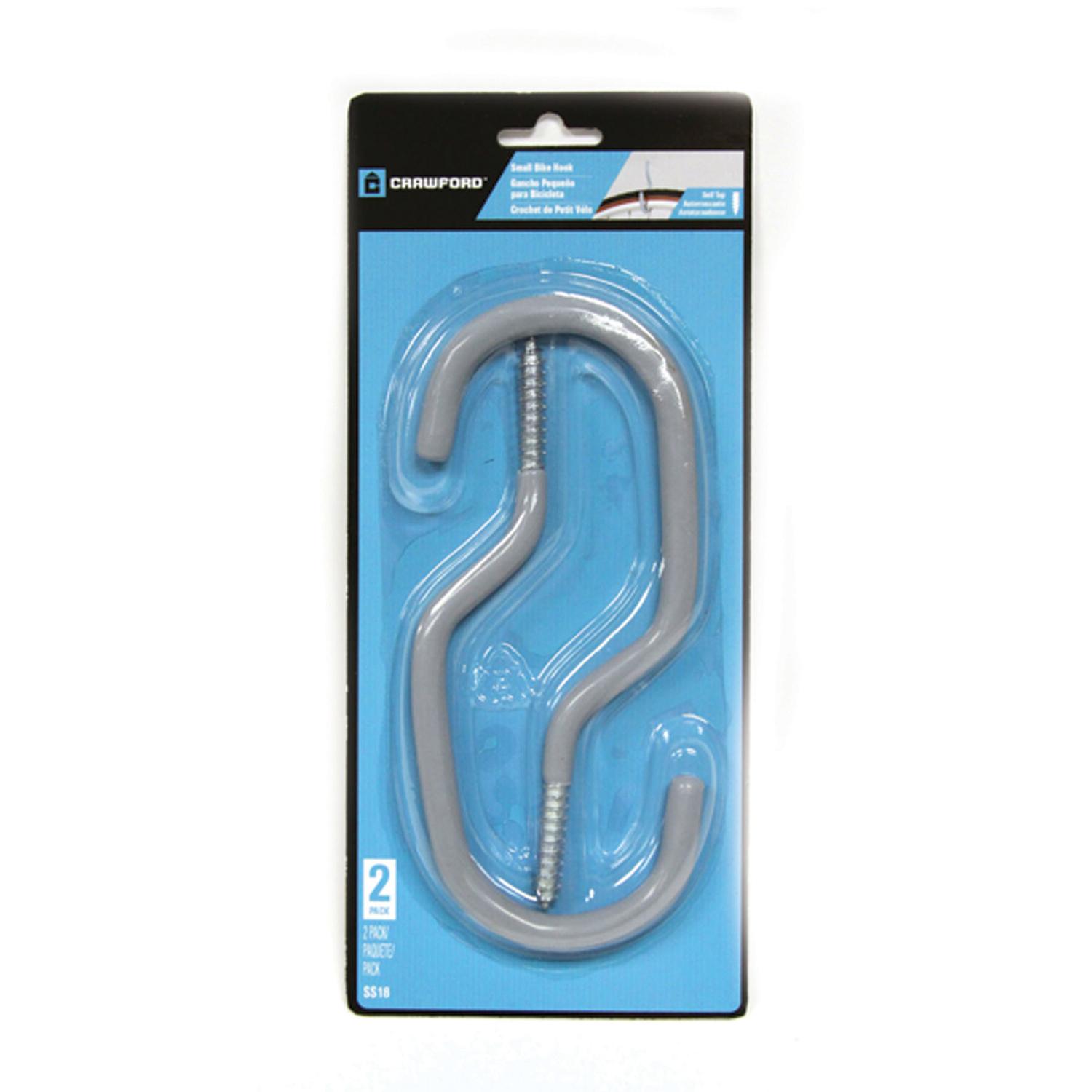 Crawford 6 in. L Vinyl Coated Gray Steel Medium Bike Hook Hook 20 lb. cap. 2 pk