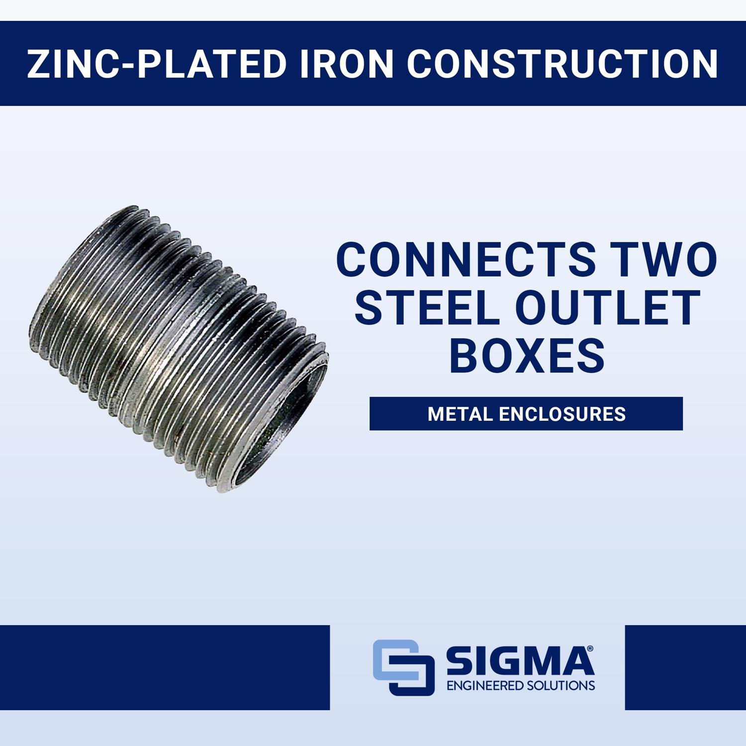 Sigma Engineered Solutions ProConnex 1/2 in. D Zinc-Plated Steel Threaded Nipple For Rigid/IMC 1 pk