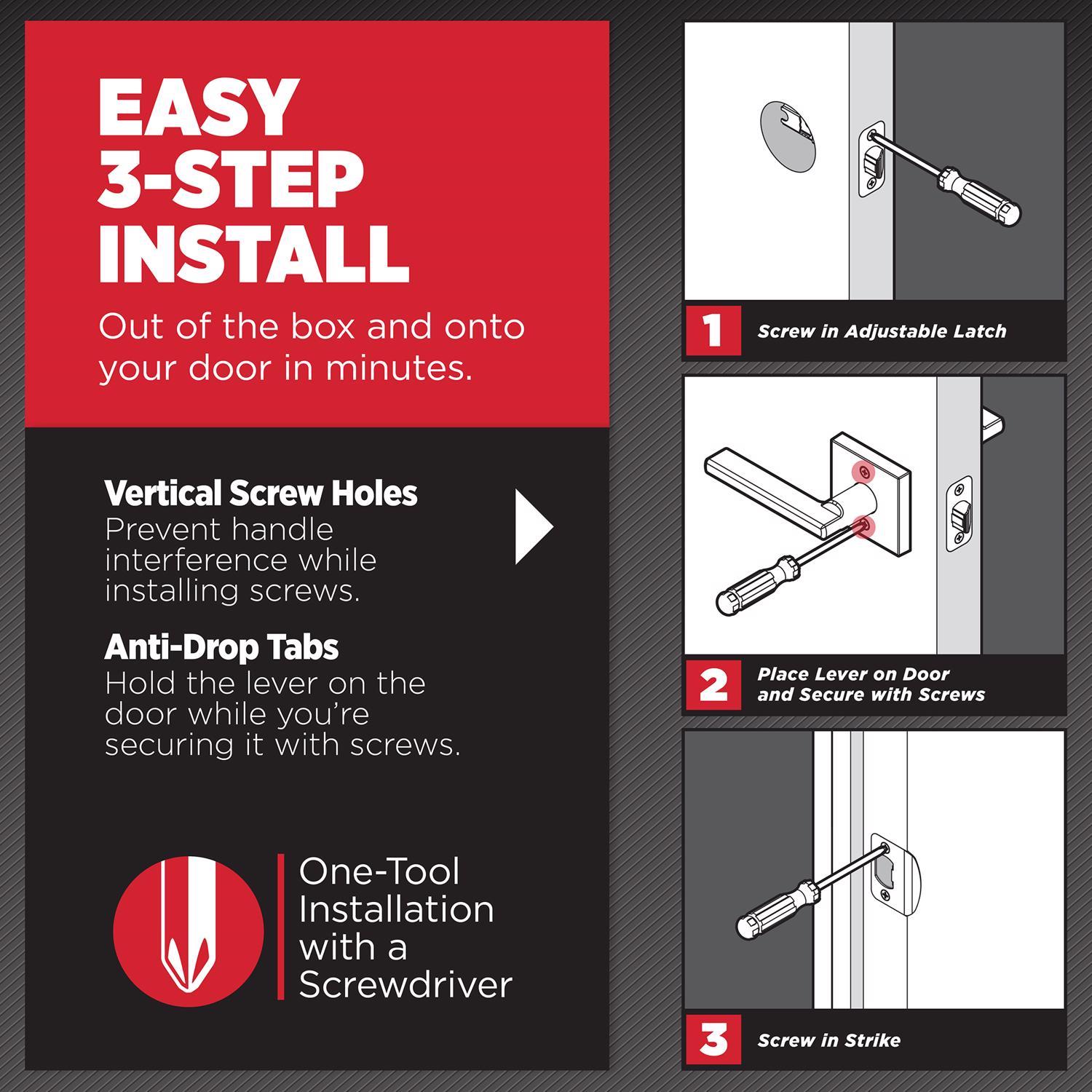 Kwikset SmartKey Security Wave Satin Nickel Entry Lever KW1 2-3/4 in.