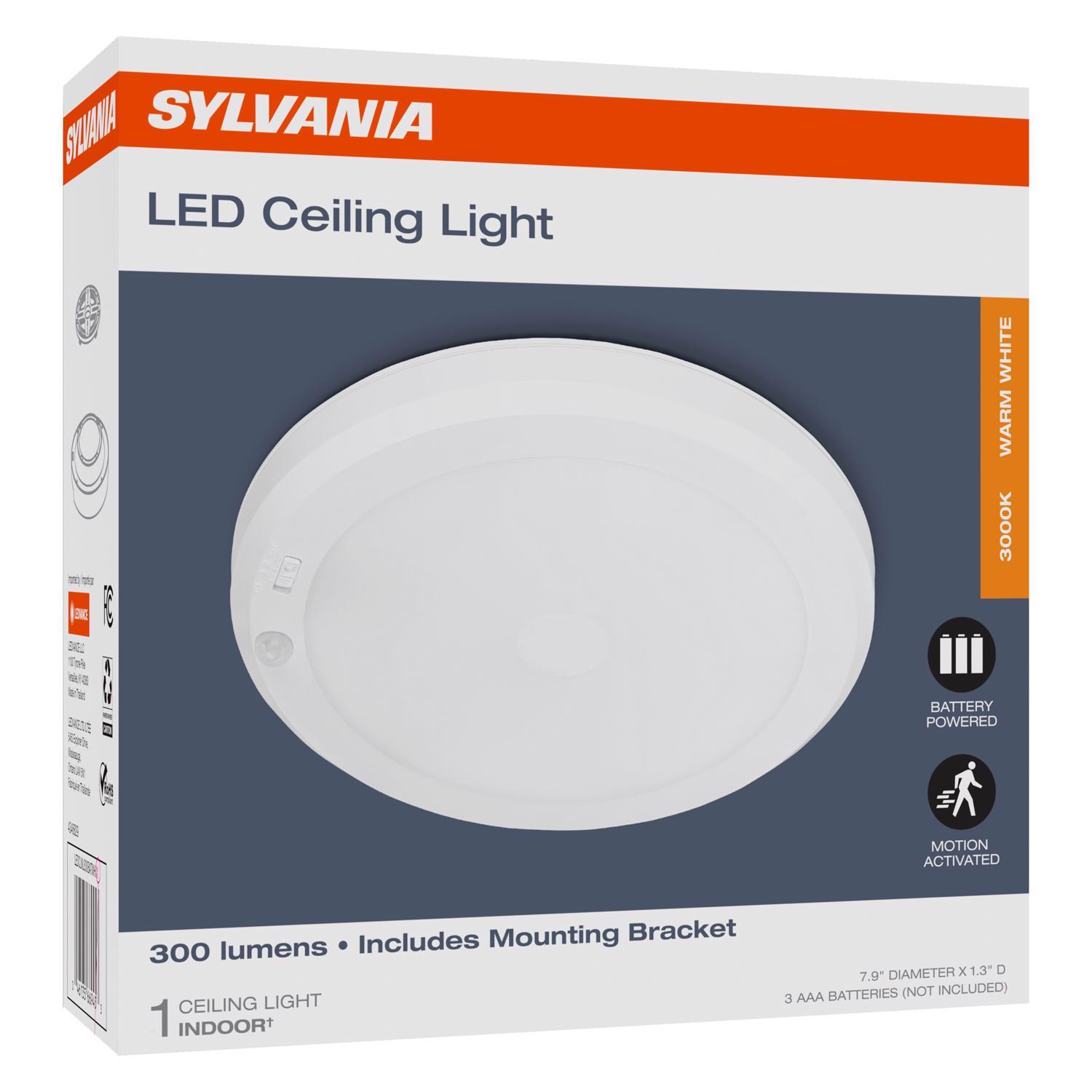Sylvania Motion-Sensing Battery Powered LED White Ceiling Light