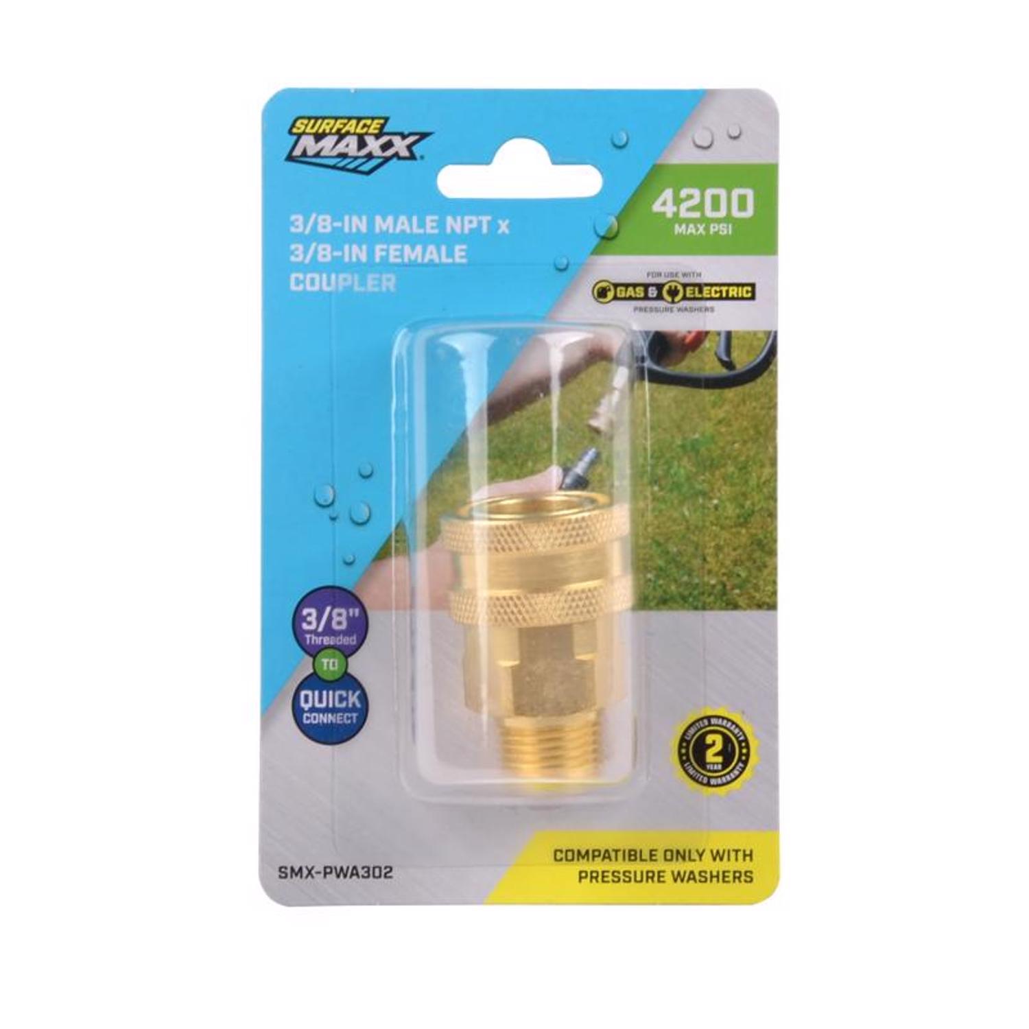 SurfaceMaxx 3/8-in Male NPT x 3/8-in Female Quick Connect Coupler 4200 psi