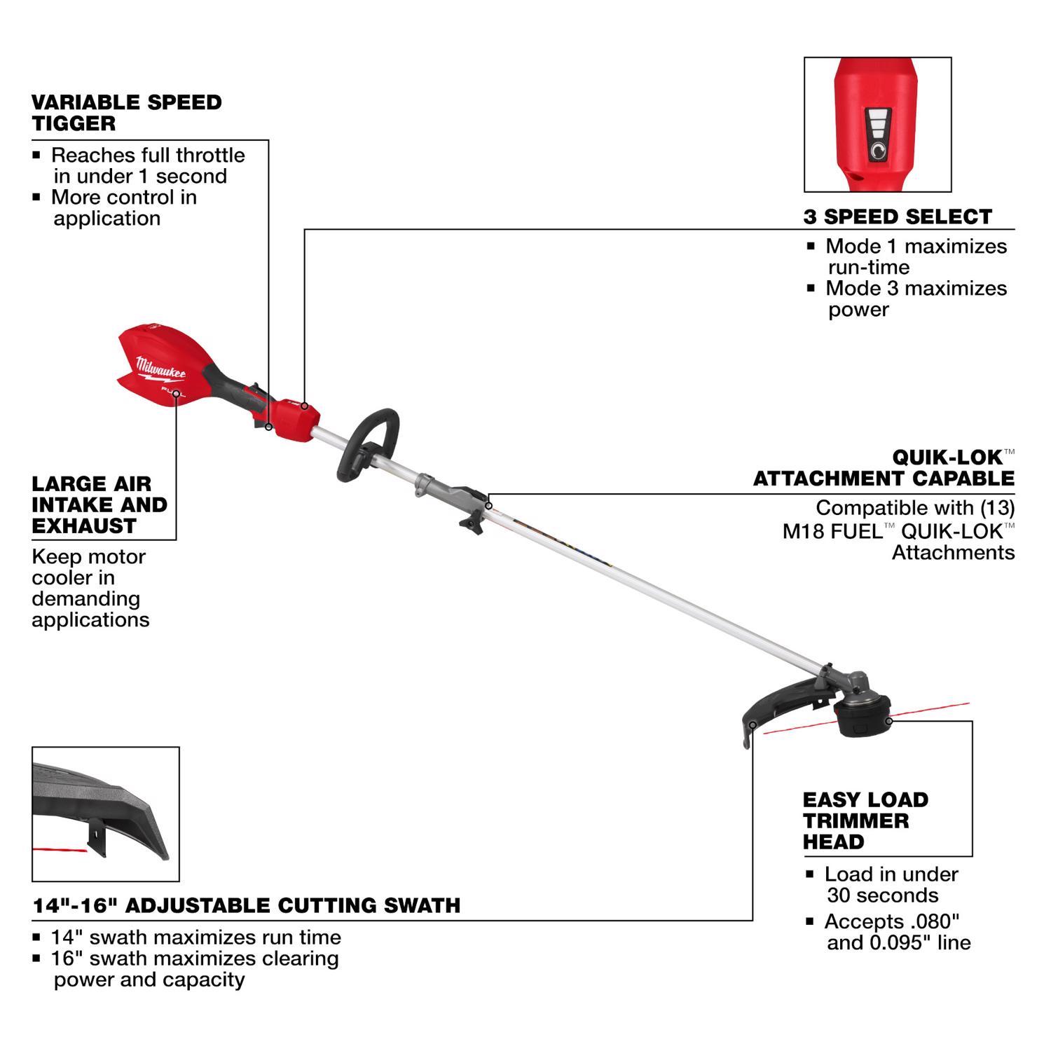 Milwaukee M18 FUEL 3031-21 16 in. 18 V Battery Trimmer and Blower Combo Kit (Battery & Charger)