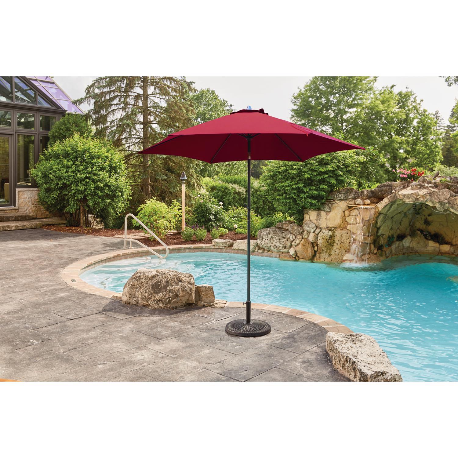 Living Accents 9 ft. Tiltable Brick Red Market Umbrella