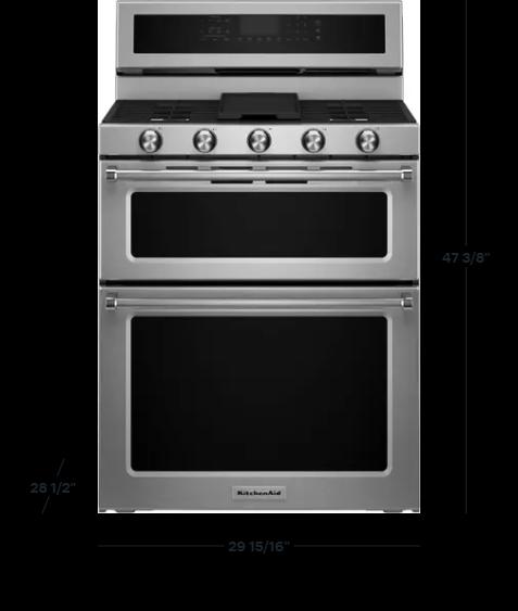 KitchenAid 6.0 Cu. Ft. Self-Cleaning Free-Standing Double Oven Gas Convection Range Stainless Steel