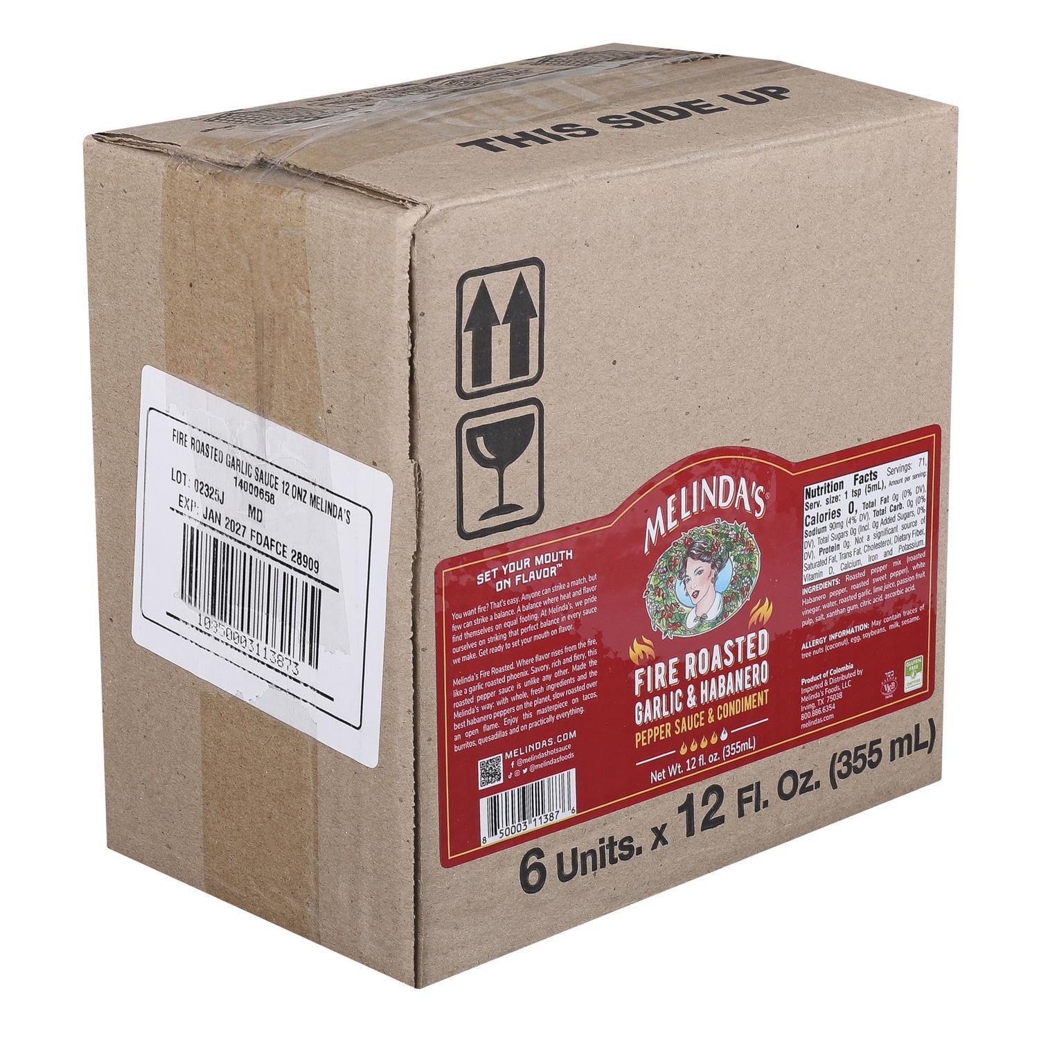Melinda's Foods Fire Roasted Garlic and Habanero Hot Sauce 12 oz