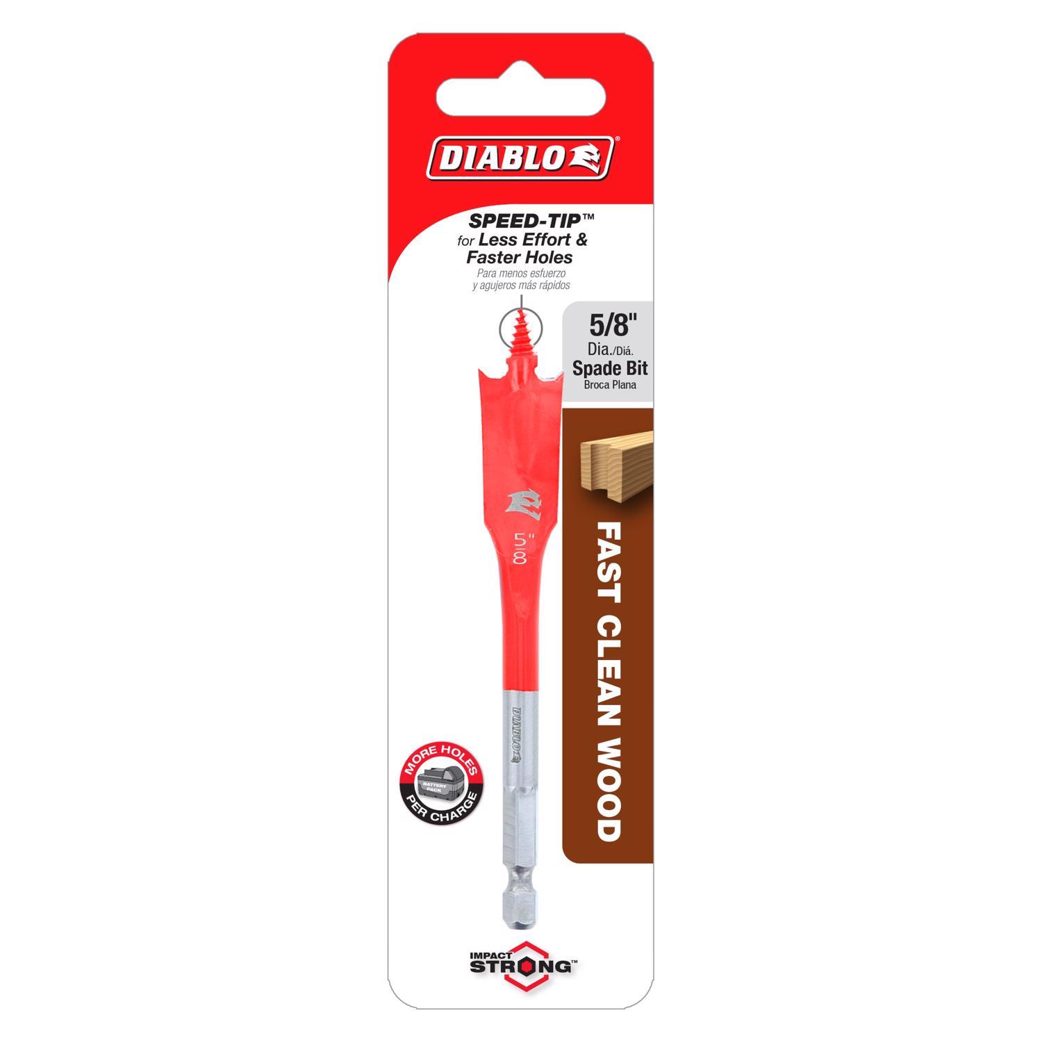 Diablo 5/8 in. X 4 in. L High Speed Steel Clean Wood Spade Bit Hex Shank 1 pk
