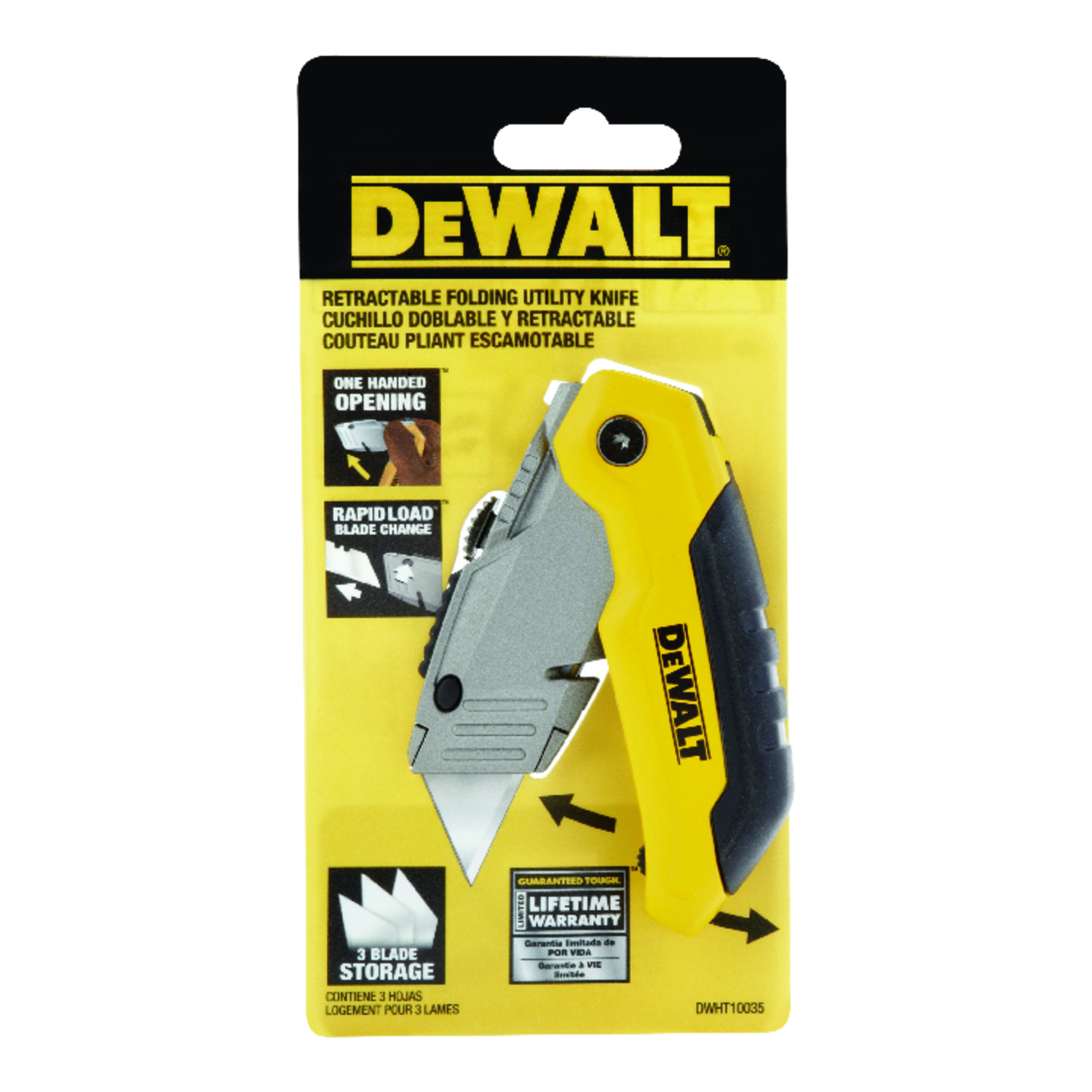 DeWalt 8-3/4 in. Folding Utility Knife Black/Yellow 1 pk