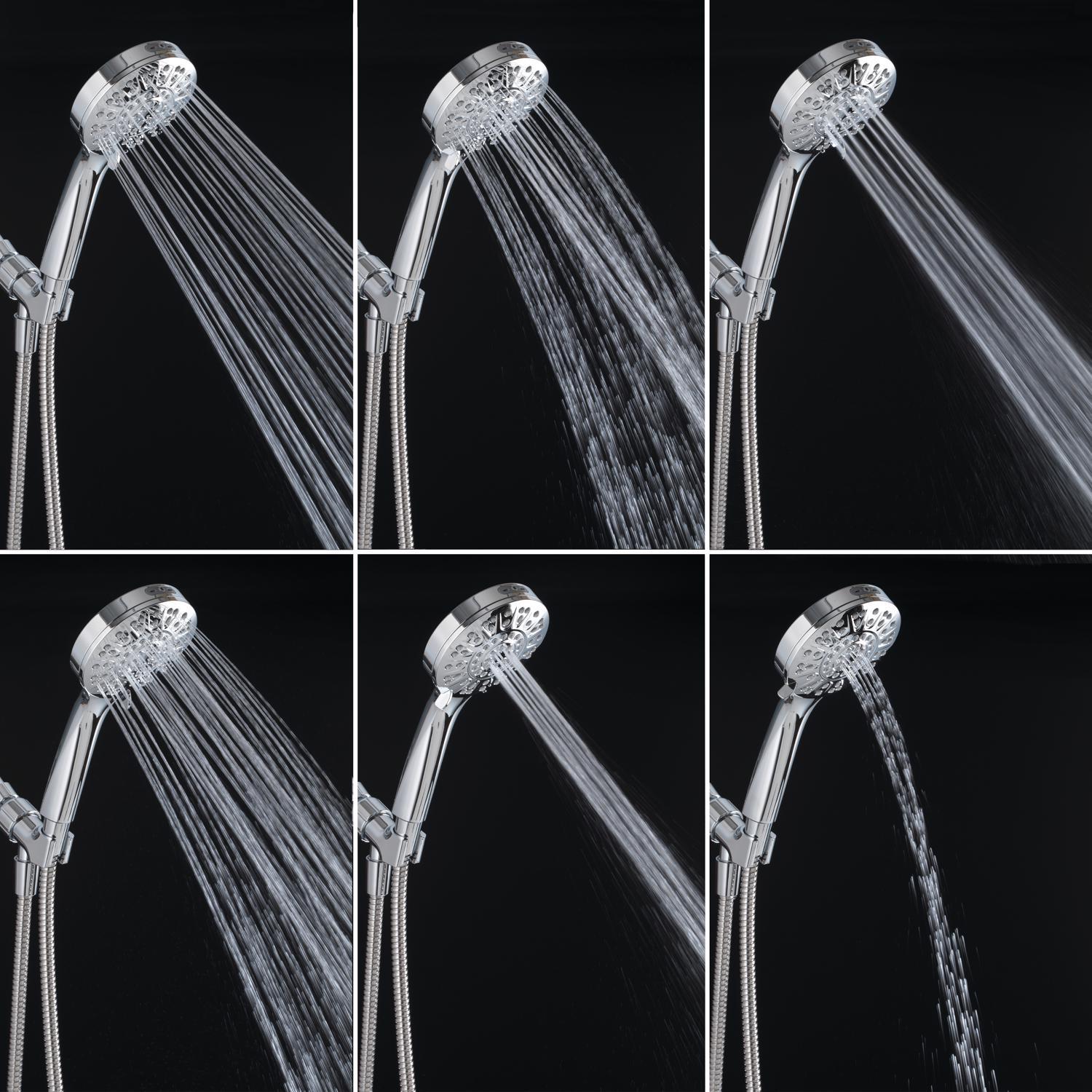Oakbrook Collection Brushed Chrome ABS Plastic 8 settings Handheld Showerhead 1.8 gpm