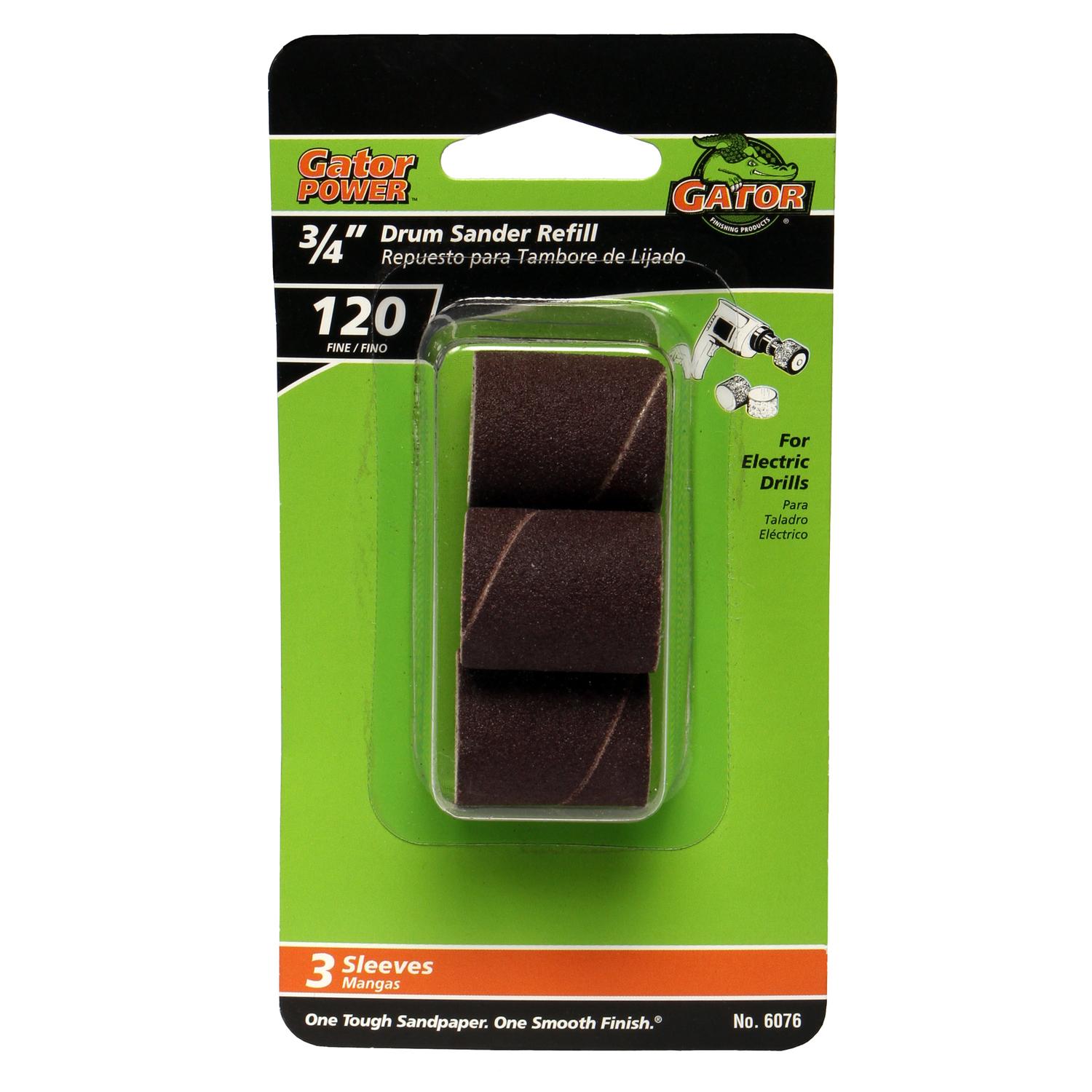 Gator 3/4 in. D X 3/4 in. L Aluminum Oxide Abrasive Sleeve Refill 120 Grit Fine 3 pc