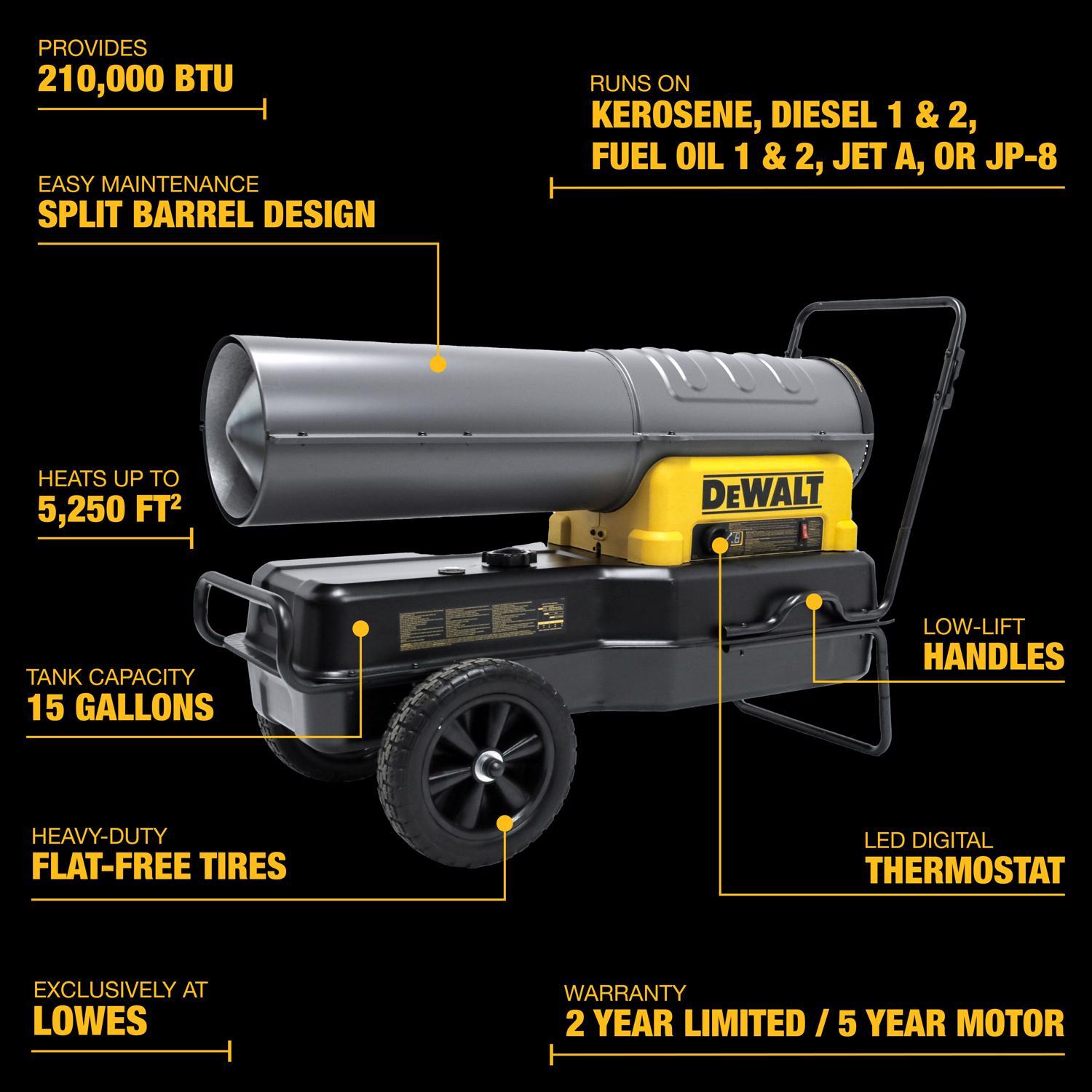 DeWalt 210,000 Btu/h 6000 sq ft Forced Air Diesel/Kerosene Heater