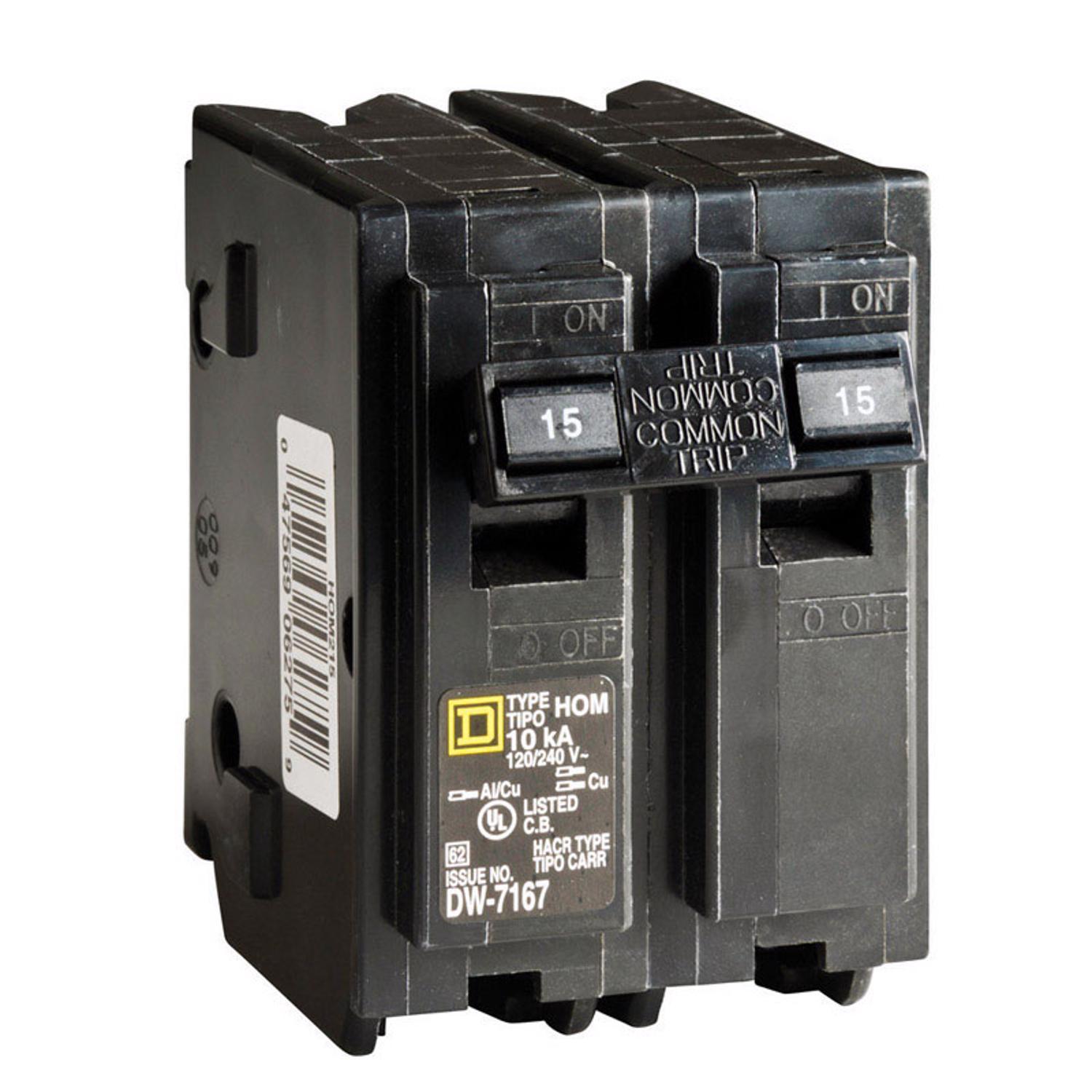 Square D HomeLine 15 amps Surge 2-Pole Circuit Breaker