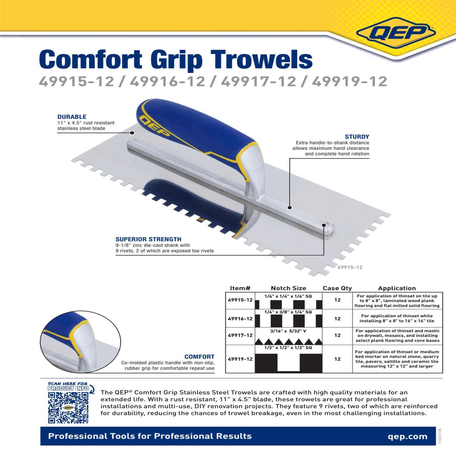 QEP 3.5 in. H X 4.5 in. W X 11 in. L Steel Square Notch Trowel 1 pk
