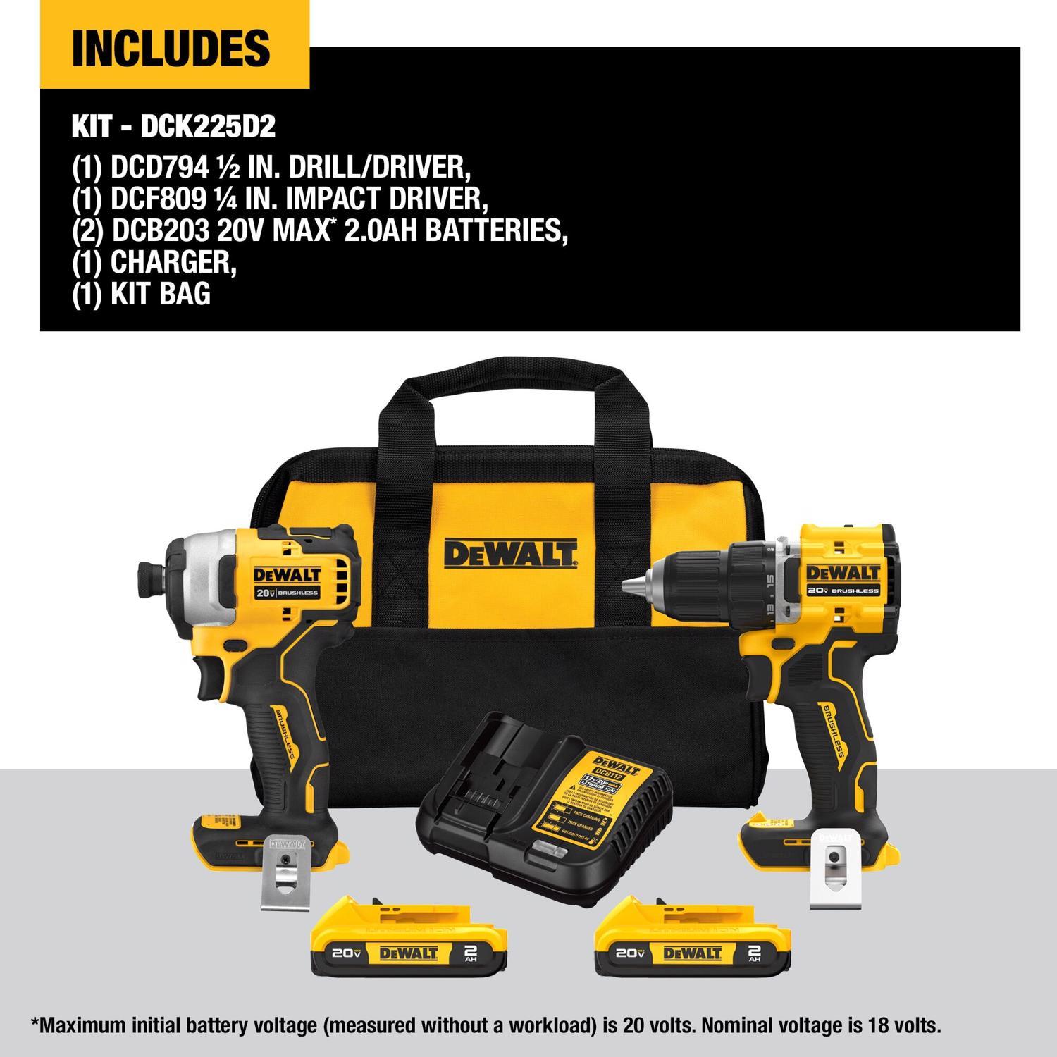 DeWalt 20V MAX Atomic Cordless Brushless 2 Tool Compact Drill and