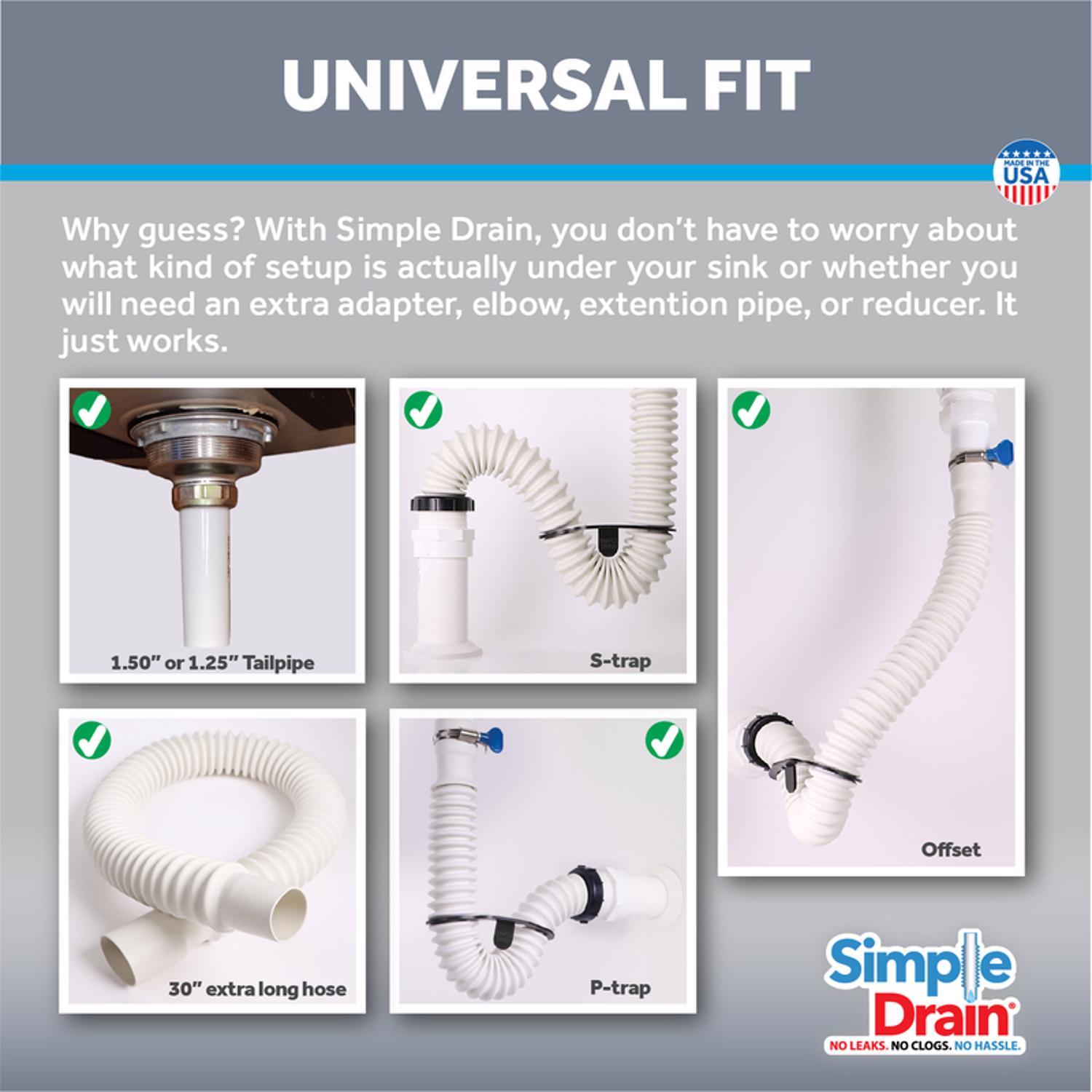 Simple Drain 2.5 ft. L Rubber Slotted Sink Drain Kit