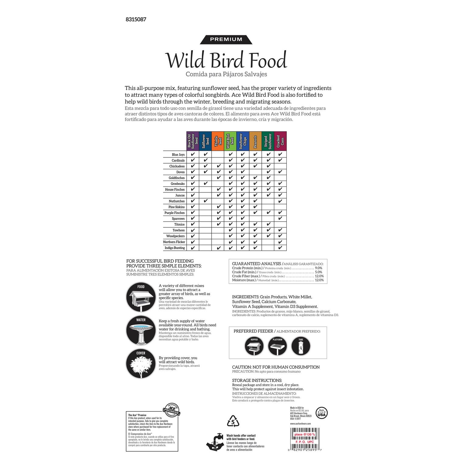 Ace Premium Wild Bird Food 40 lb