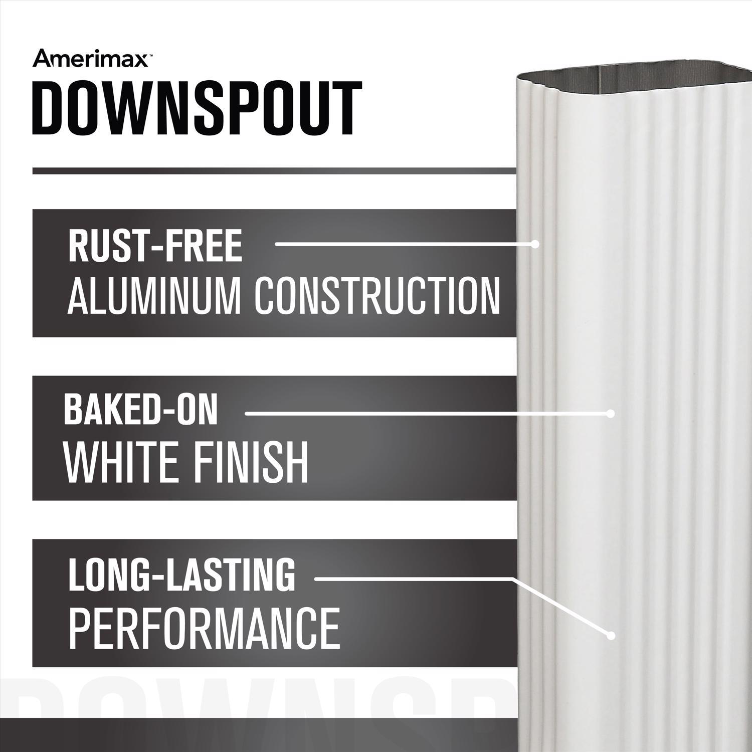 Amerimax 2 in. H X 3 in. W X 120 in. L White Aluminum K Downspout