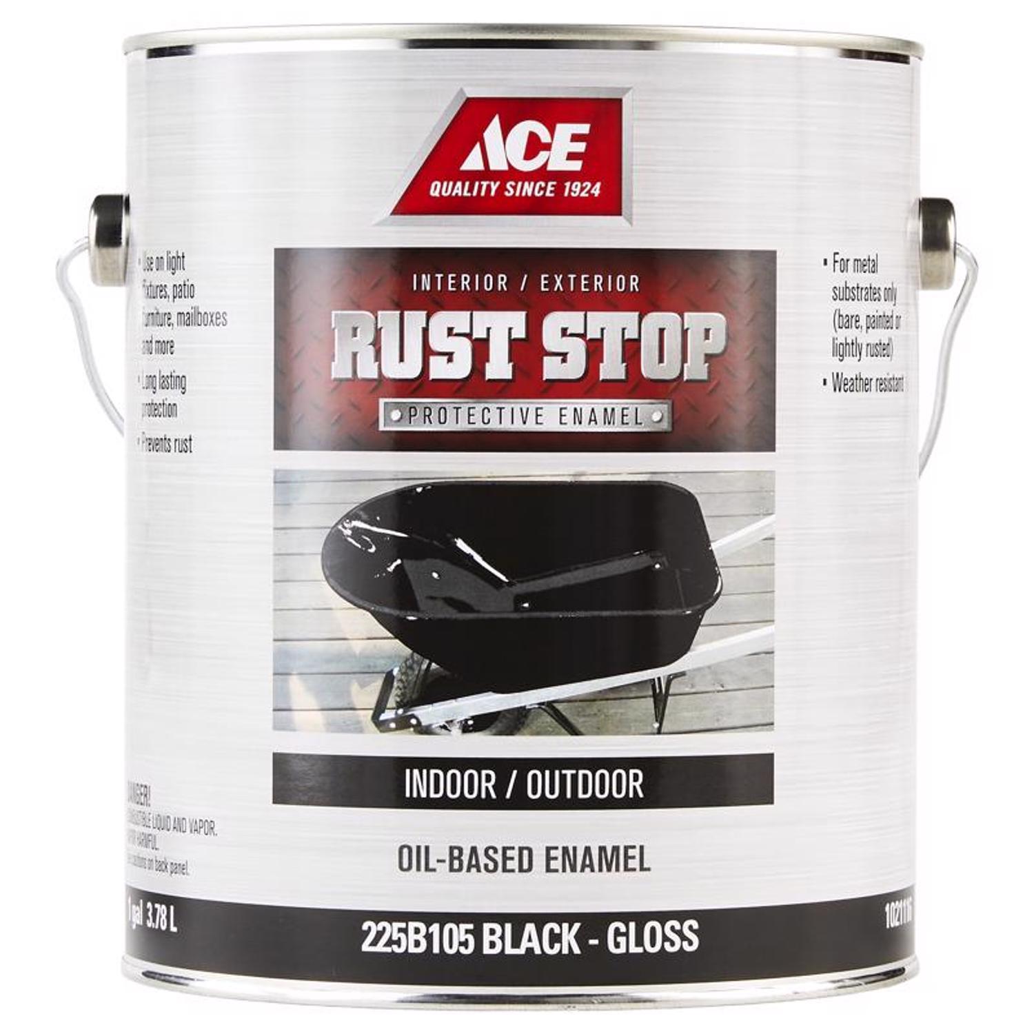 Ace Rust Stop Indoor / Outdoor Gloss Black Oil-Based Enamel Rust Preventative Paint 1 gal