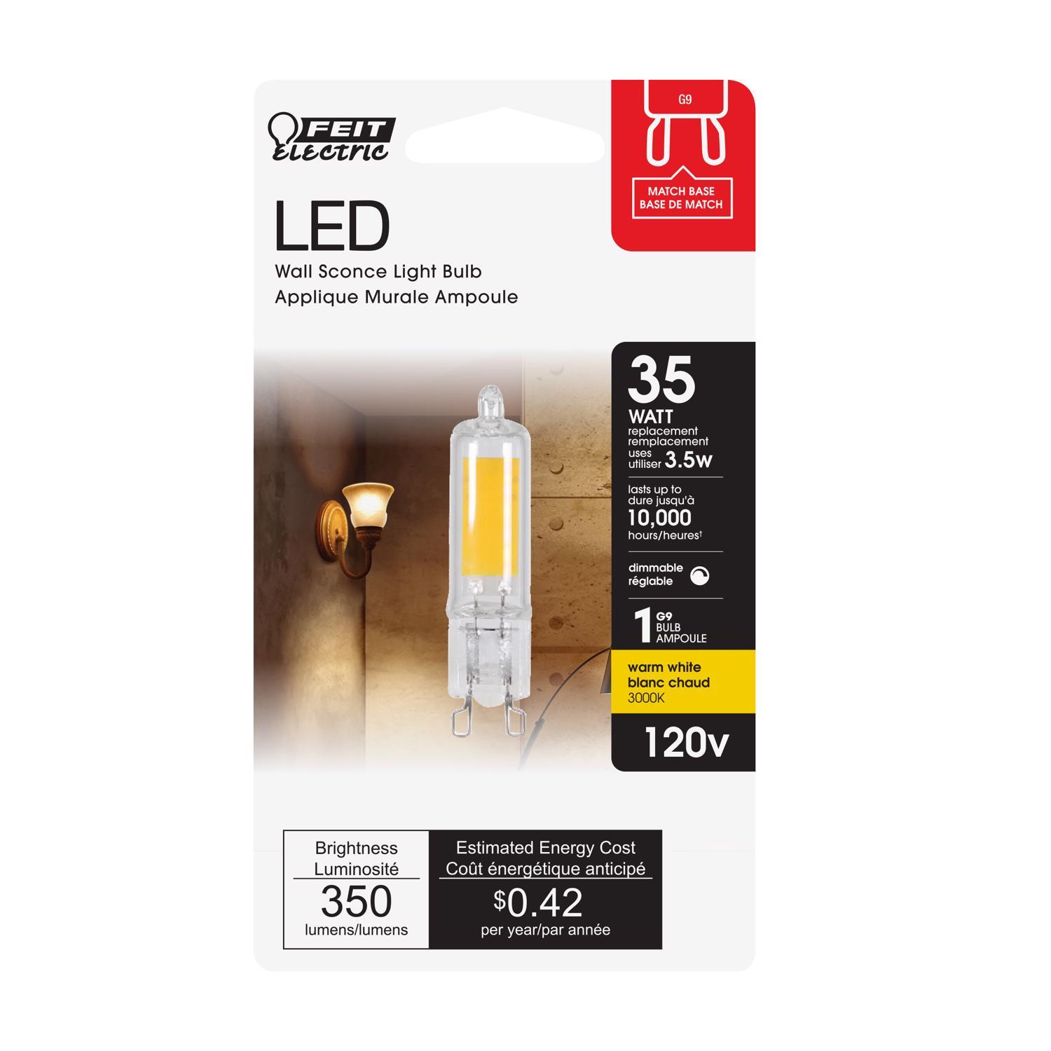 Feit T4 G9 LED Bulb Bright White 35 Watt Equivalence 1 Pack