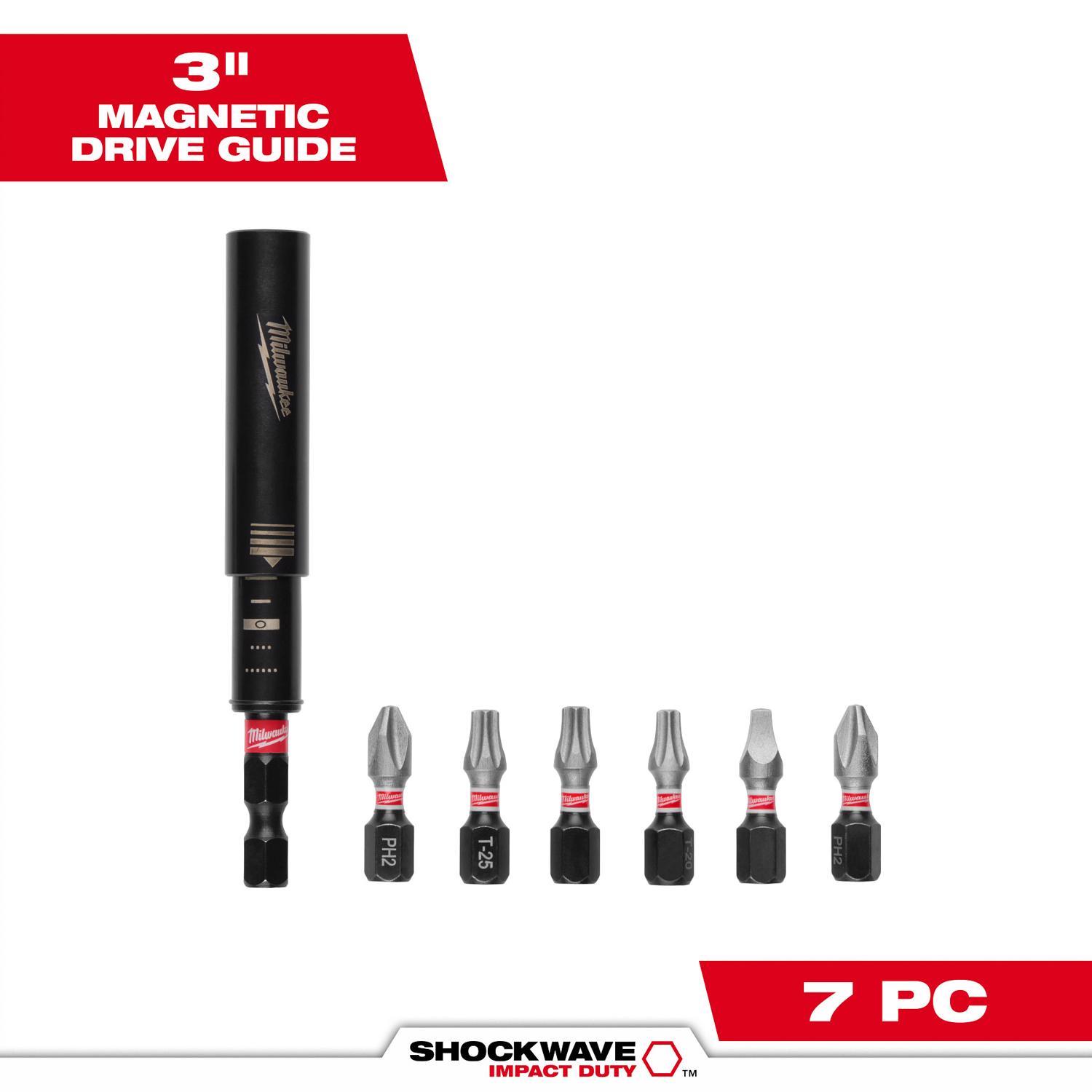 Milwaukee Shockwave Assorted 3 in. L Magnetic Drive Guide and Bit Set Alloy Steel 7 pc