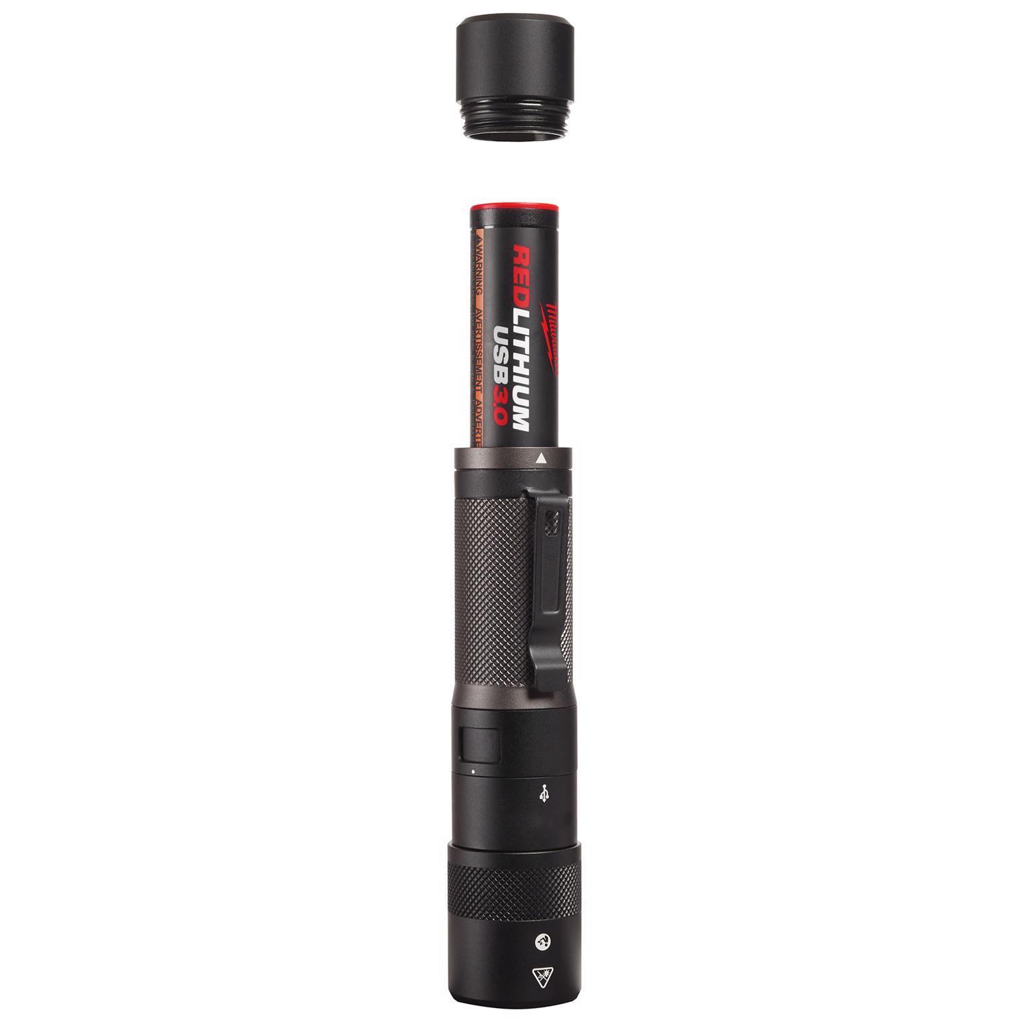 Milwaukee Redlithium 1100 lm Black LED Rechargeable Twist Flashlight