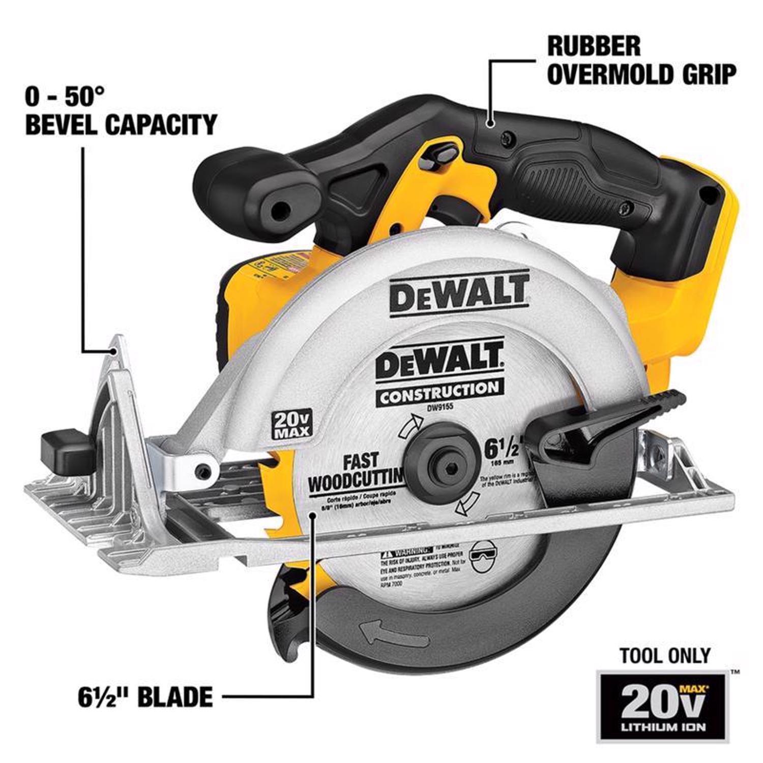 DeWalt 20V MAX 6-1/2 in. Cordless Brushed Circular Saw Tool Only