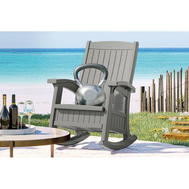 Suncast Dove Gray Plastic Frame Swivel rocker Rocking Chair with Solid Seat